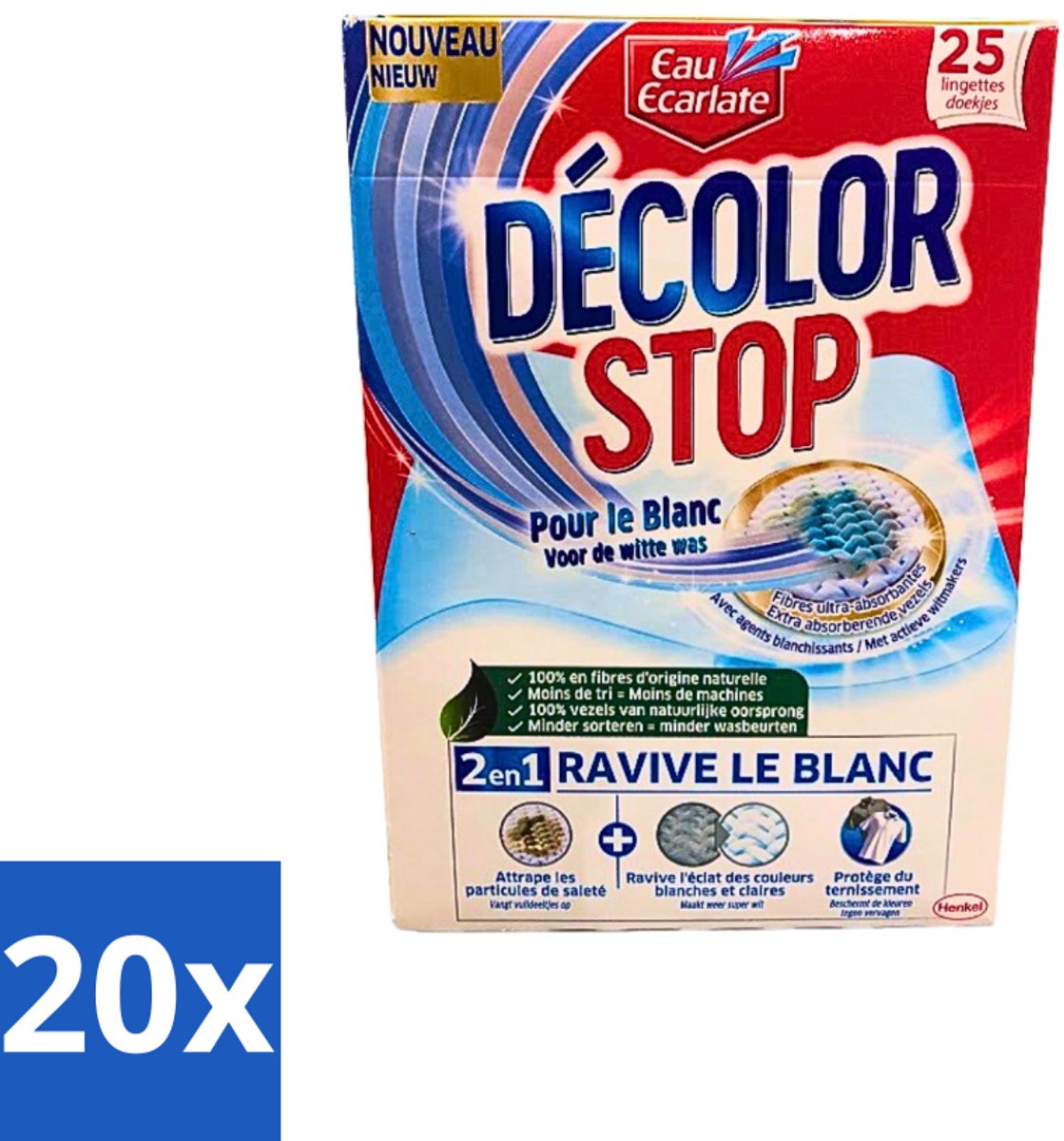 Eau Eclarate - Sublim Blanc - Ultra Witmakend - 25 doekjes - Bulkverpakking - 20 stuks