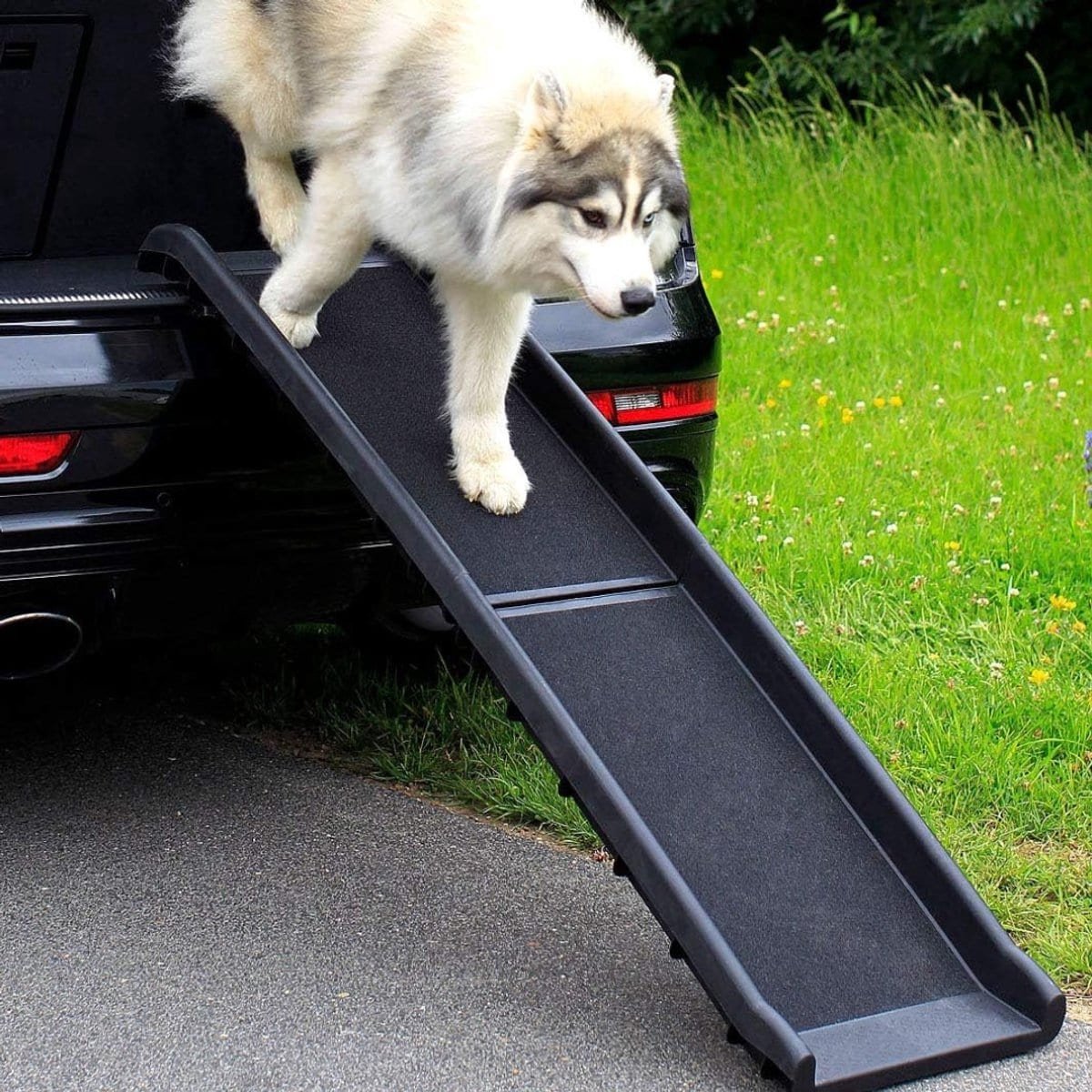 Klarven® Hondenloopplank Zwart - Voor Auto - Stevig en stabiel, Voorkomt sprongen en blessures - Inklapbaar L 156 x B 40 cm