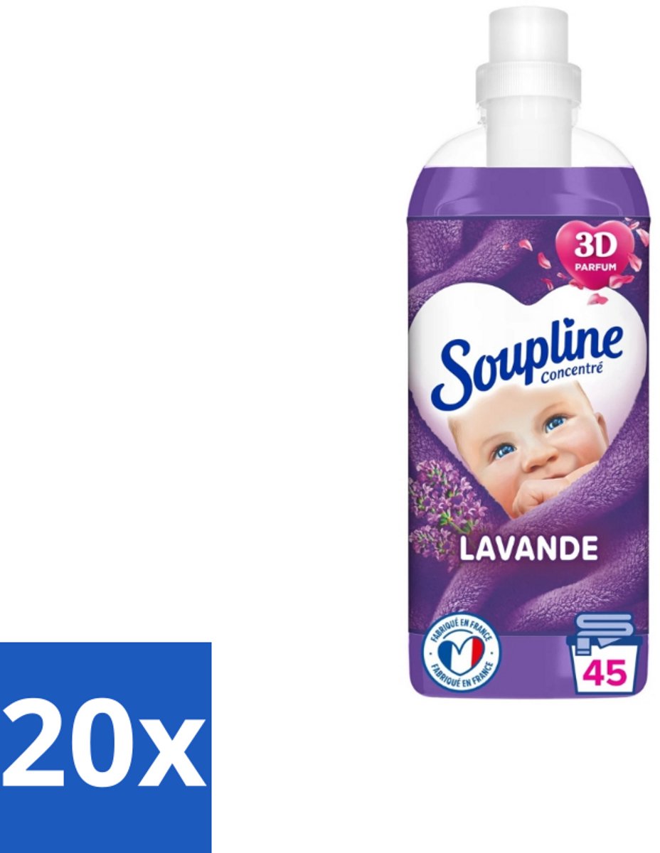 Soupline - Wasverzachter - Lavendel - 45 Wasbeurten - 1L - Bulkverpakking - 20 stuks