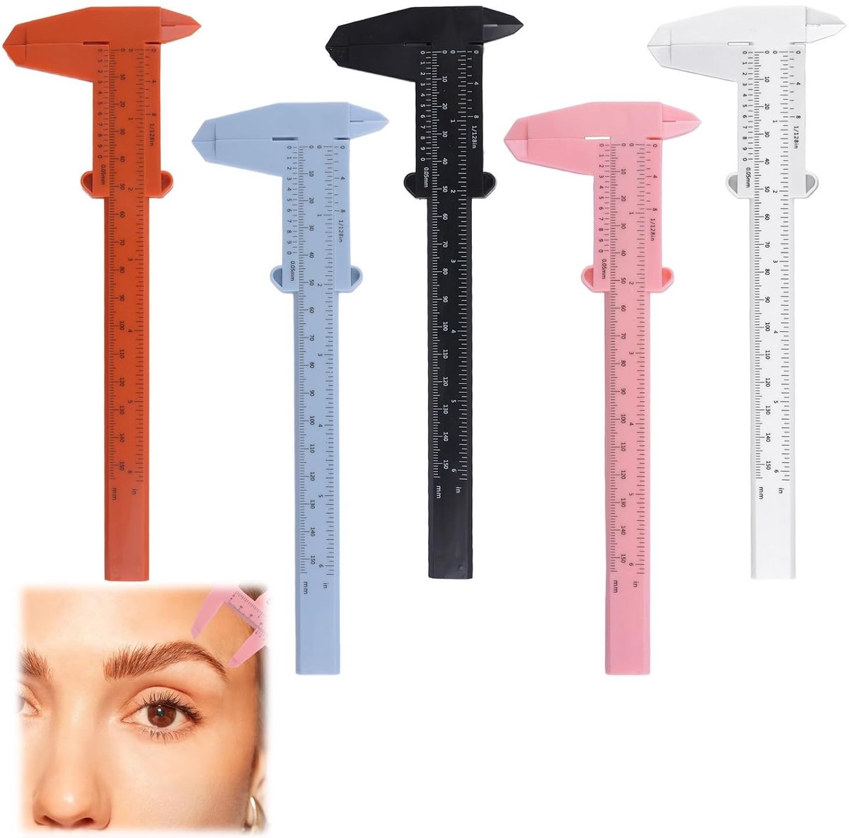 10 Stuks Mini Caliper voor het Meten van Wenkbrauwen - Precisie Meetinstrument voor Microblading en Wenkbrauw Tattoo Kunstenaars