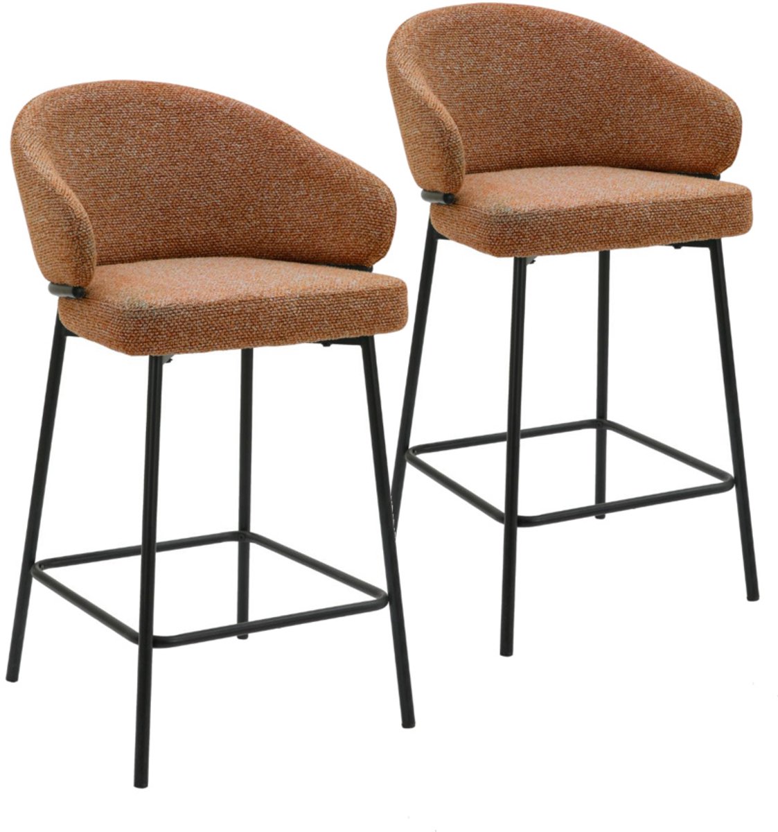 DS4U® - Sofia barkruk 65 cm - Set van 2 - Terracotta met zwarte poot - Stof