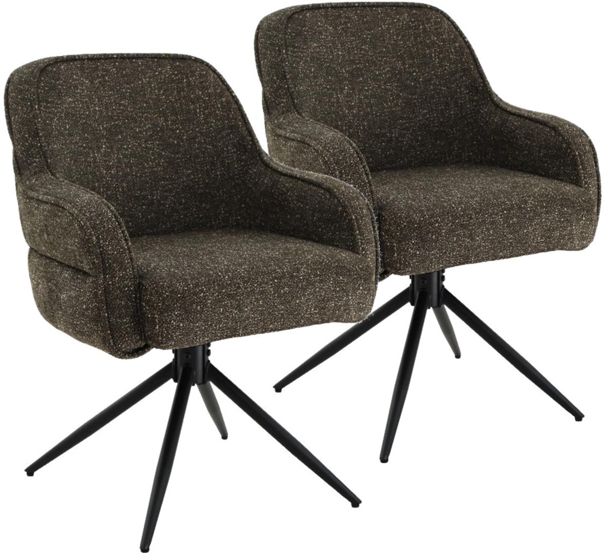 DS4U® - Loisa armstoel met terugdraaifunctie - Set van 2 - Groen - Stof