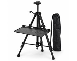 MIRO® Schildersezel Verstelbaar 55-155 cm - Voor Kinderen en Volwassenen - Tafelmodel, Zittend & Staand - Inklapbaar met Werkblad en Draagtas - Zwart
