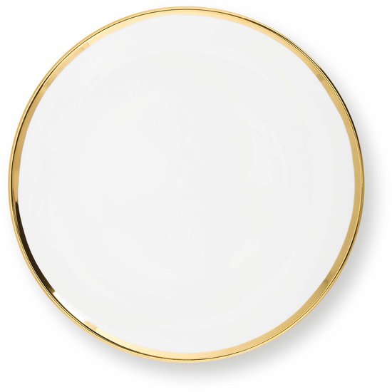 Wit bord met een brede gouden rand.