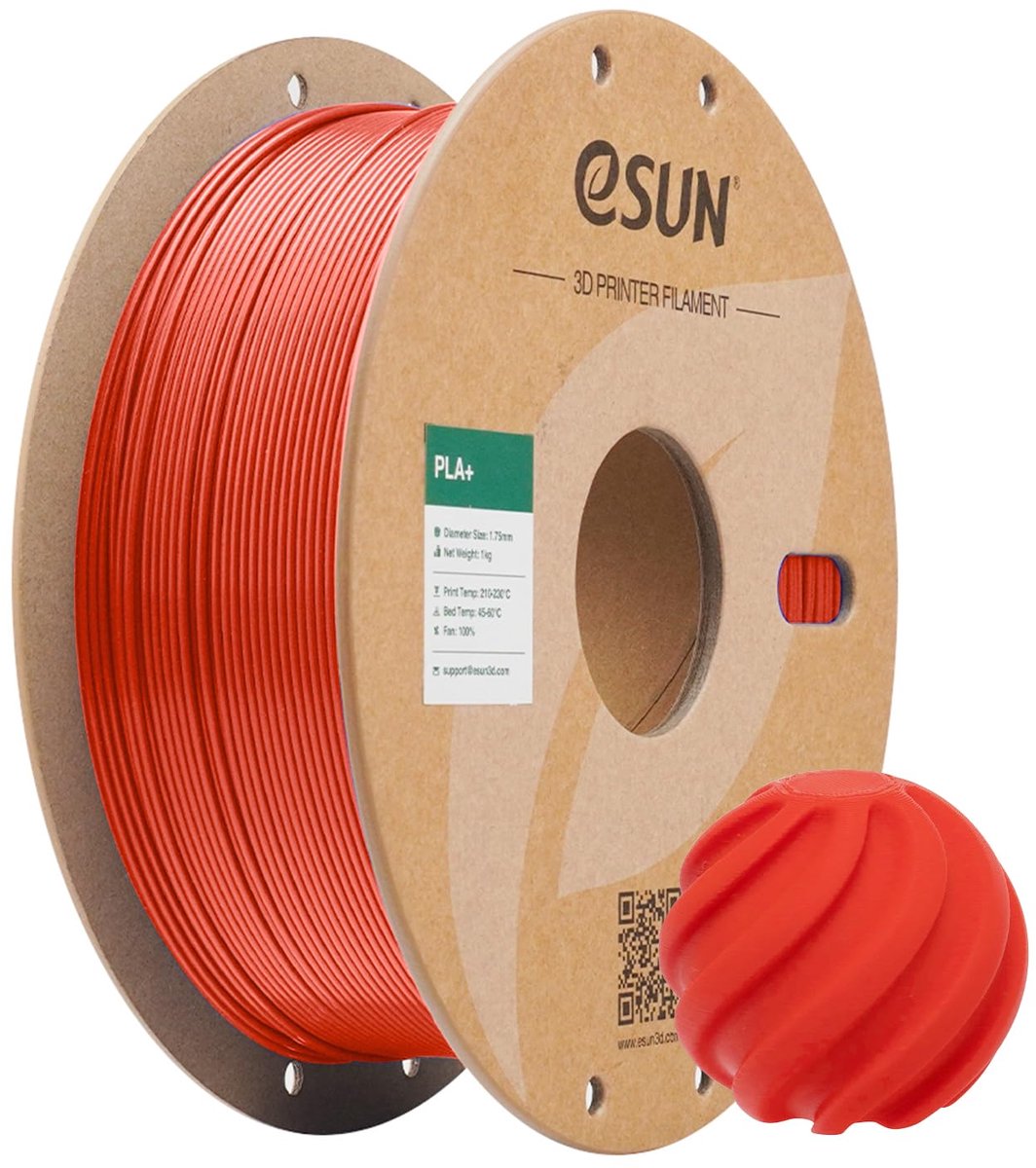 eSUN PLA+ Filament 1.75mm, 3D Printer Filament PLA Plus 1kg Rood - ShopVlot