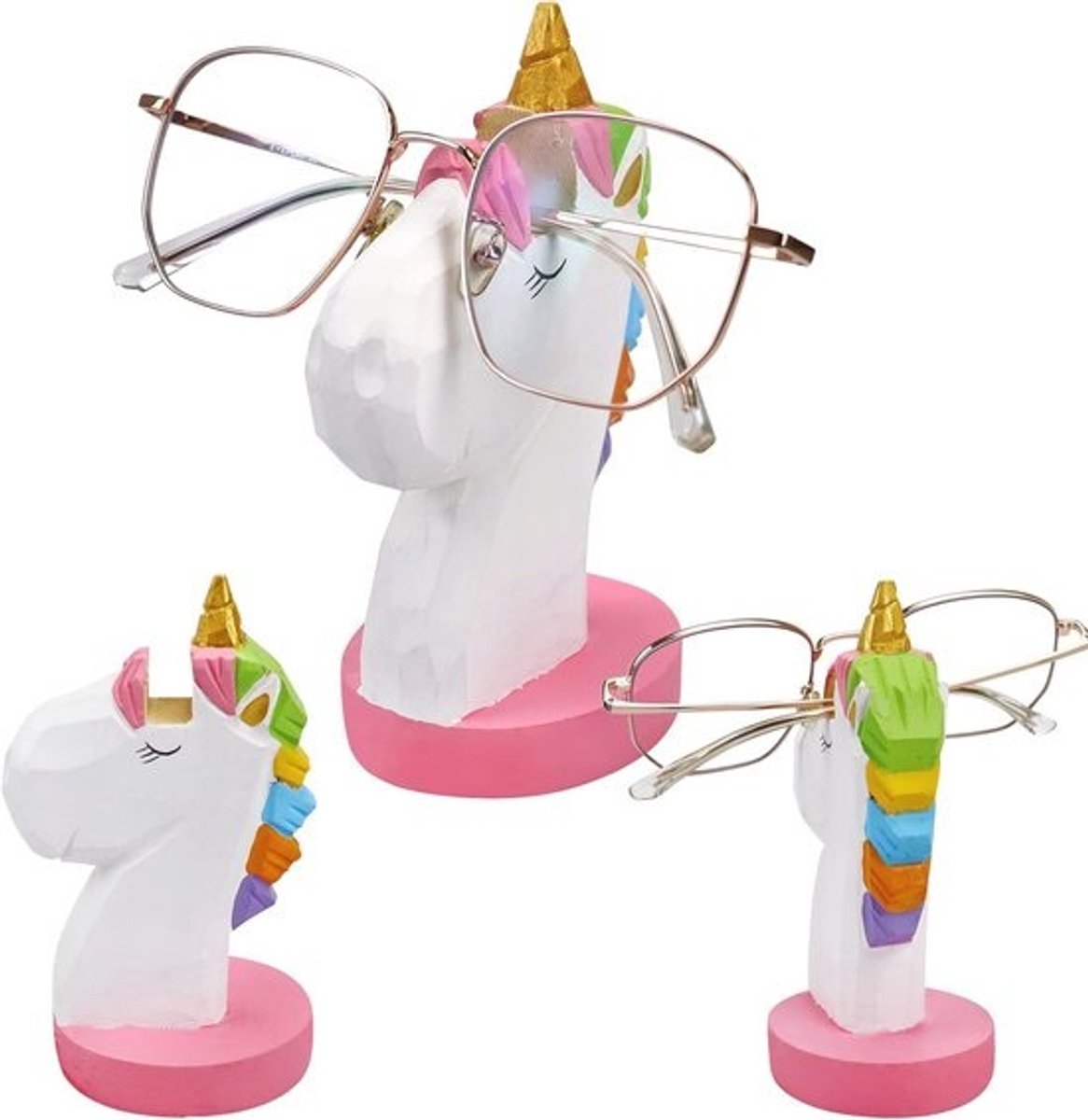 Eenhoorn Brilhouder - Handgemaakt Houten Leesbril en Zonnebril Stand - Decoratief Geschenk voor Vrouwen en Kinderen