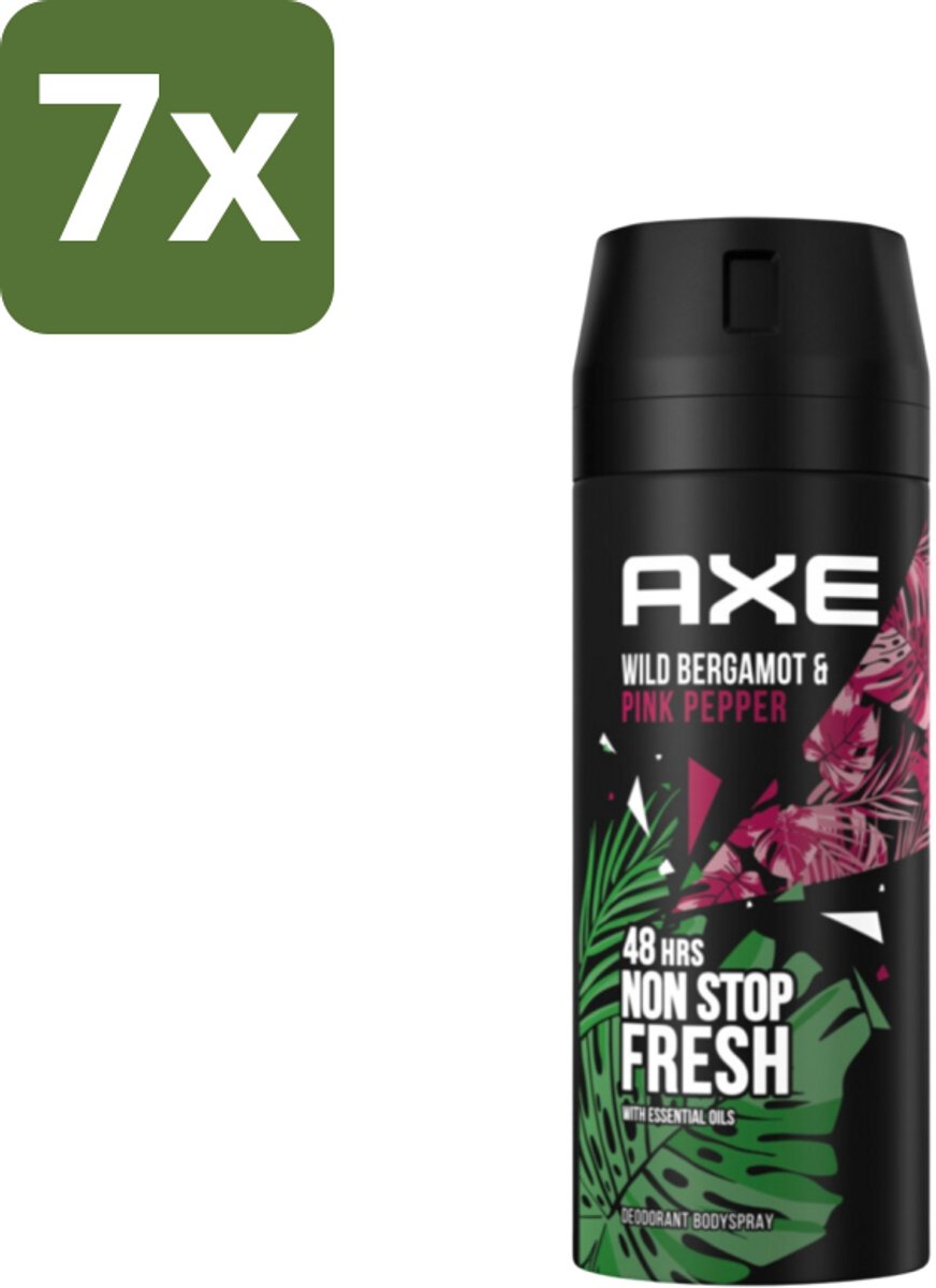 Axe - Deodorant Bodyspray - 48hrs Fresh - Wild Bergamot & Pink Pepper - 150 ml - Bulkverpakking - 7 stuks
