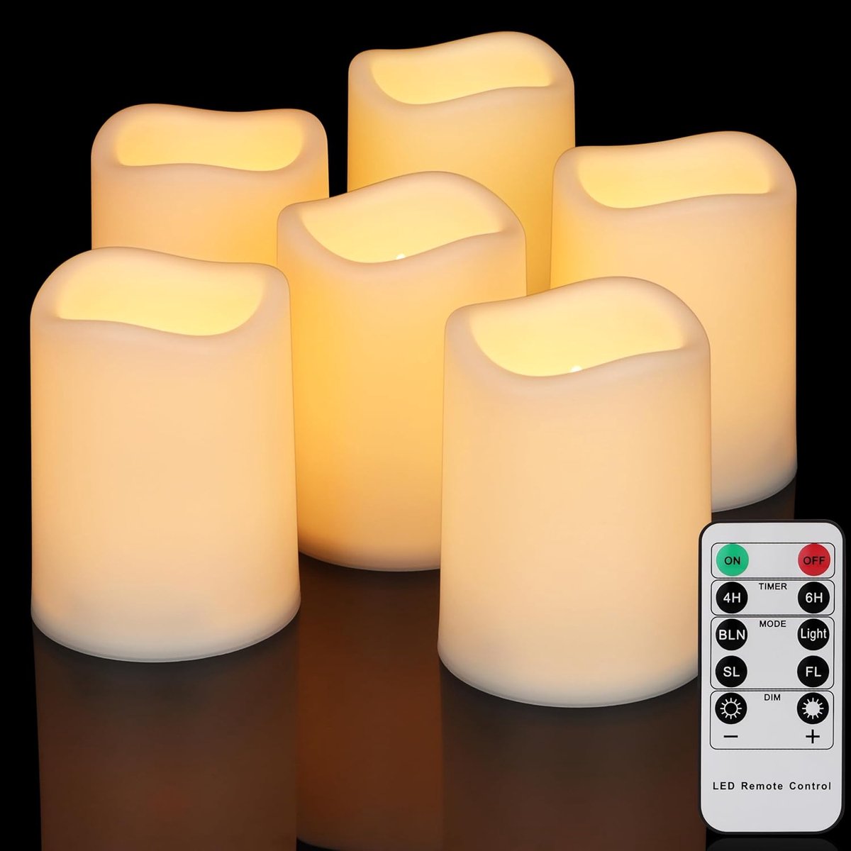 SnelShoppen - 6 Waterdichte LED Kaarsen voor Buiten met Timer en Afstandsbediening - Vlamloze Stompkaarsen in Warmwit - Ideaal voor Tuin, Feest en Cam