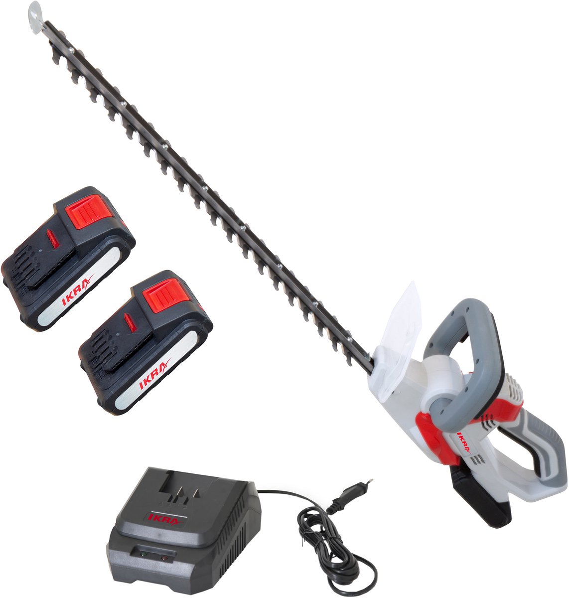 IKRA accu-heggenschaar IAHS 20-1 met 2 accu’s van 20 V (2,0 & 2,5 Ah) & snellader, snijlengte 54 cm