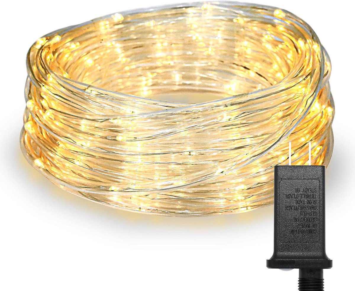 SnelShoppen - 200 LED Buis Buiten 10m Warm Wit met Timer | Waterdichte Lichtslang voor Tuin, Feest, Kerstverlichting, Binnen & Buiten Gebruik
