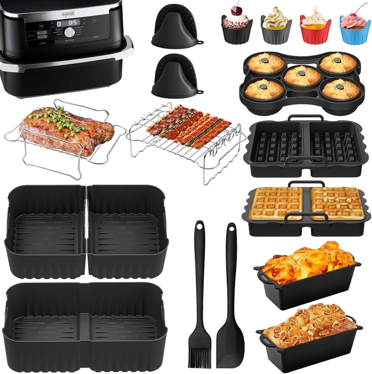 SnelShoppen Heißluftfriteuse-accessoires voor 10 4L Airfryer Herbruikbare Siliconen Inzet voor Ninja Foodi Flexdrawer Keuken Gereedschap voor Gezo