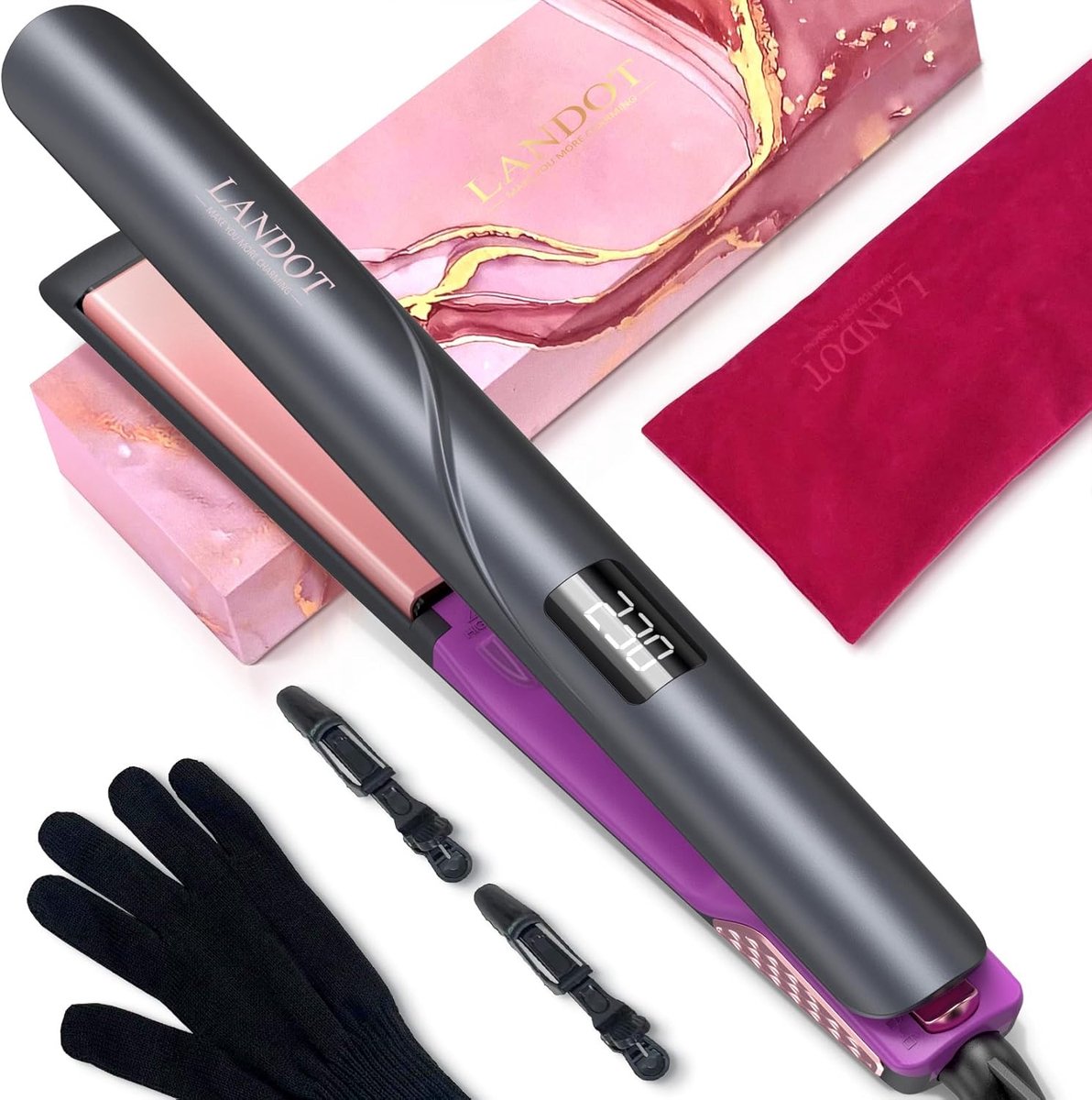 SnelShoppen - Professionele Stijltang en Krultang 2-in-1 - Titanium-Keramiek - 12 Temperatuurinstellingen 120-230 °C - Universele Spanning voor Glad e