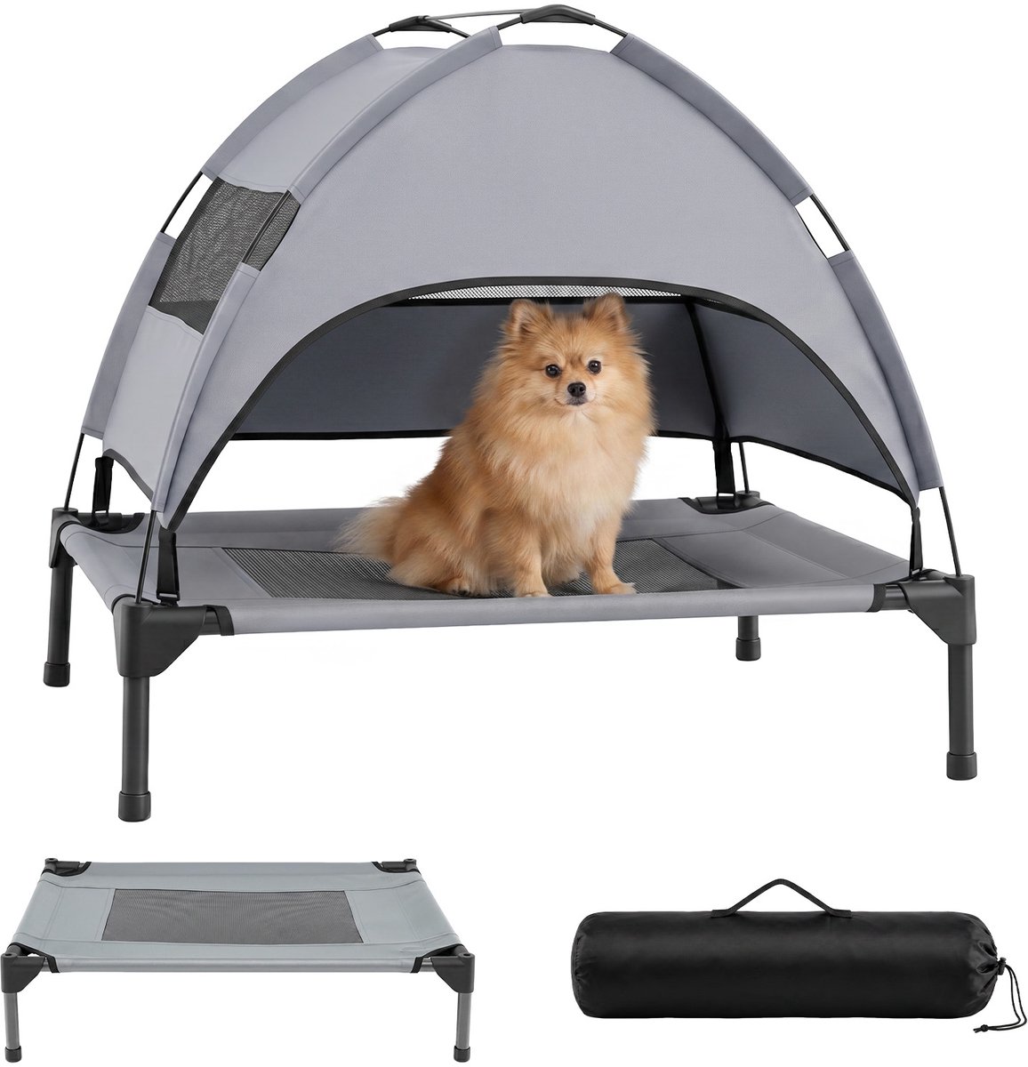 COSTWAY Hondenbed met baldakijn, hondenbed, tuin, huisdier ligplaats buiten, hondensofa, slaapplaats, outdoor, huisdierbed, hond, kattenbed, kattenbed (78,5 x 63 x 70 cm)