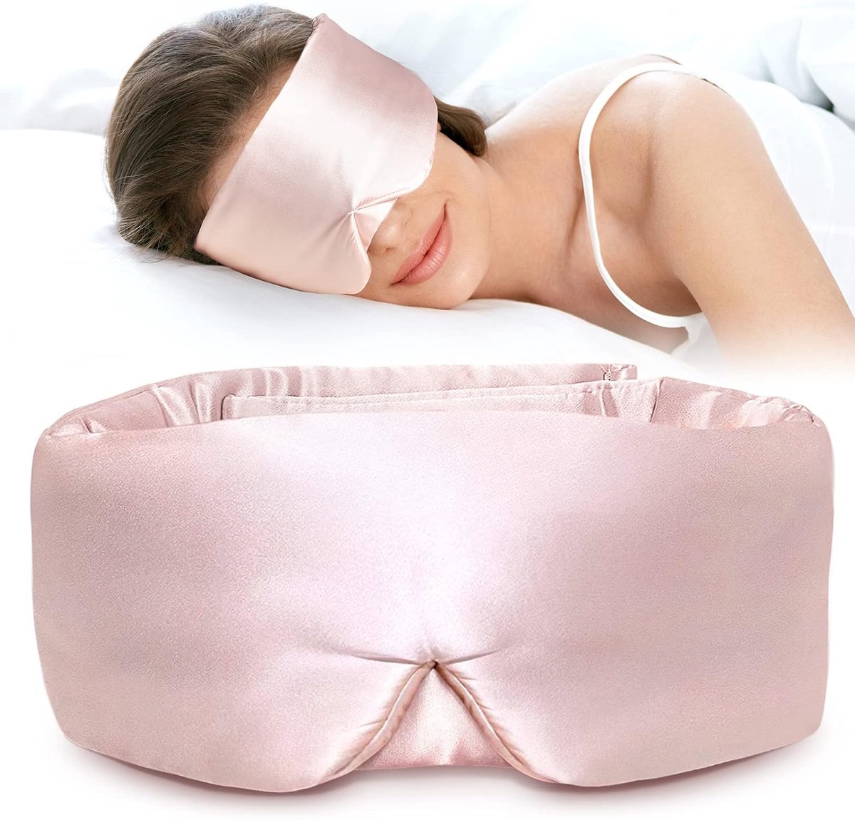 SnelShoppen - Zijden Slaapmasker Oogmasker voor Volwassenen, 100% 22 Momme Moerbeizijde, Verstelbare Band, Luxe Oogbescherming voor Ontspanning en Sla