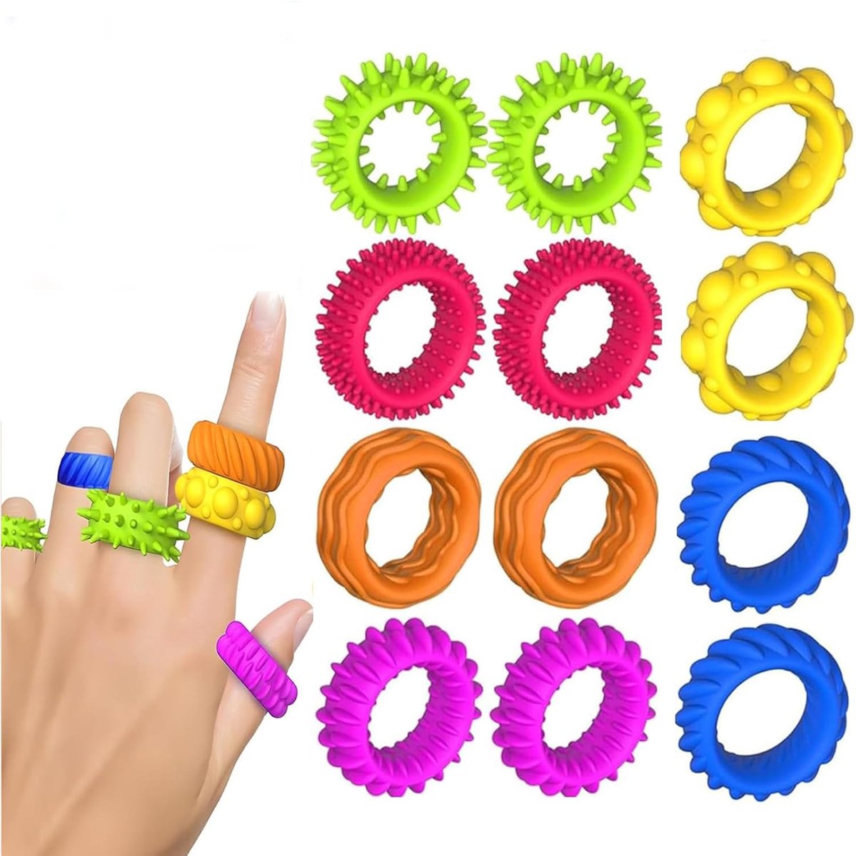 VHV - Fidget Speelgoed - 6 sensorische siliconen sticks - Stil stress speelgoed voor reizen en klas