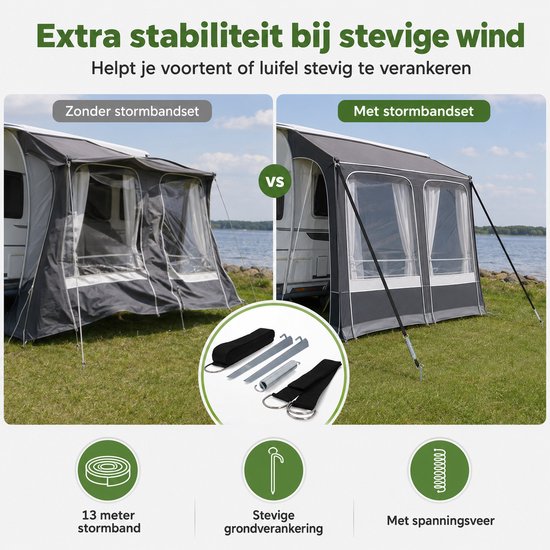 Stormband - Universeel - Clips - 2 Stuks - 13 Meter - Zwart van Merkloos — afbeelding 5