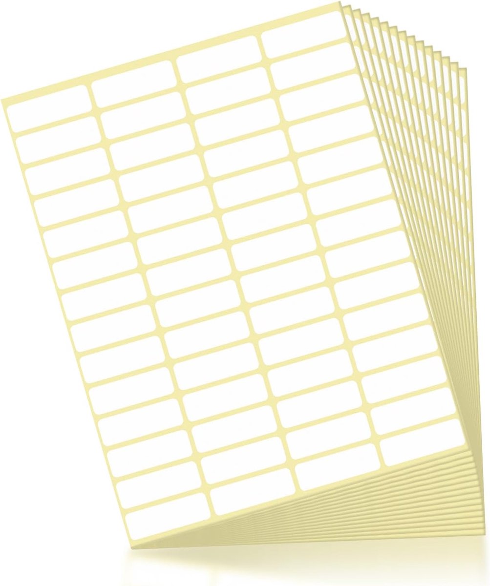 SnelShoppen - 840 Stuks Witte Zelfklevende Labels - 38 x 13 mm Adreslabels - Perfect voor School, Kantoor, Keuken en Organisatie