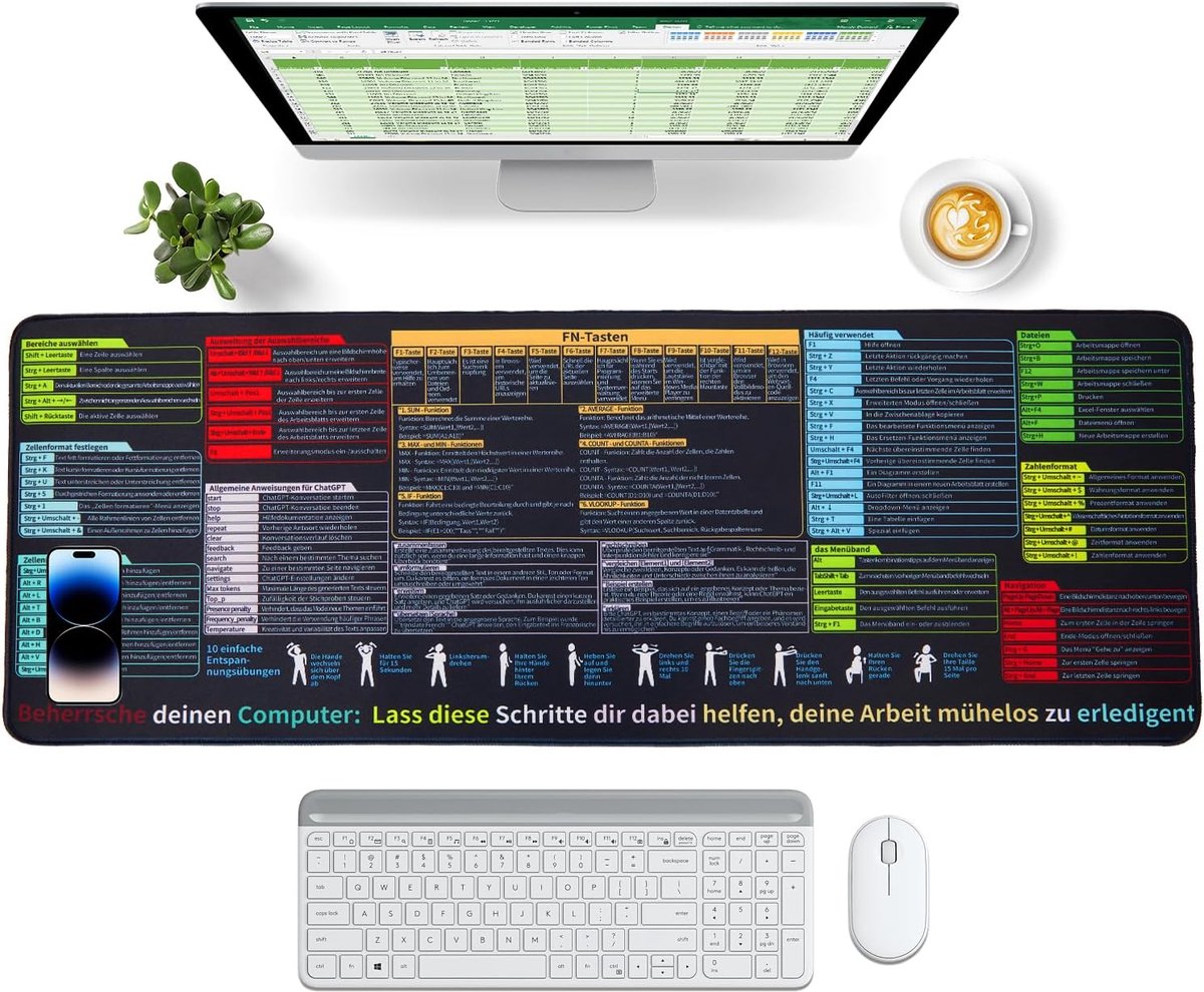 SnelShoppen - Excel Mouse Pad XXL 900 x 400 mm Gaming Mouse Pad, Grote Desk Mat, Non-Slip Bureau Mat voor Kantoor en Thuis, Desk Accessories, Perfect