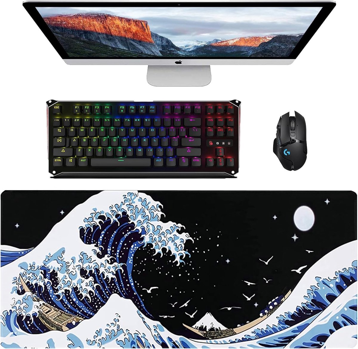 SnelShoppen - XXL Gaming Mouse Pad 900x400mm met Gestikte Randen - Washable Desk Mat voor Gamers - Perfect voor Thuis en Kantoor - Anti-slip, Zacht en