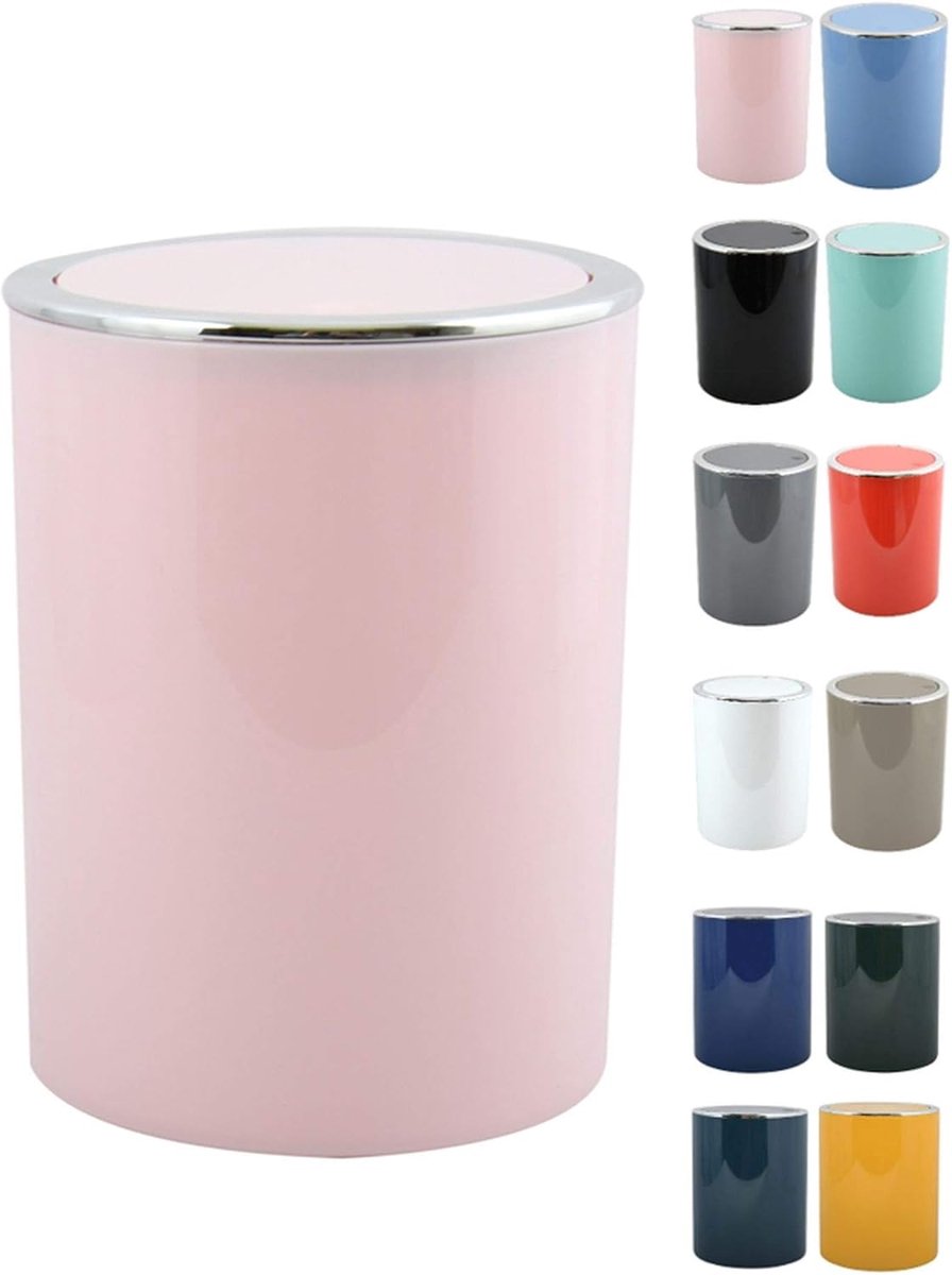 SnelShoppen - Design Cosmetica Emmer 6L met Pedalen en Draaideksel - Pastel Roze Afvalbak voor Badkamer en Keuken - Hygienisch en Stijlvol