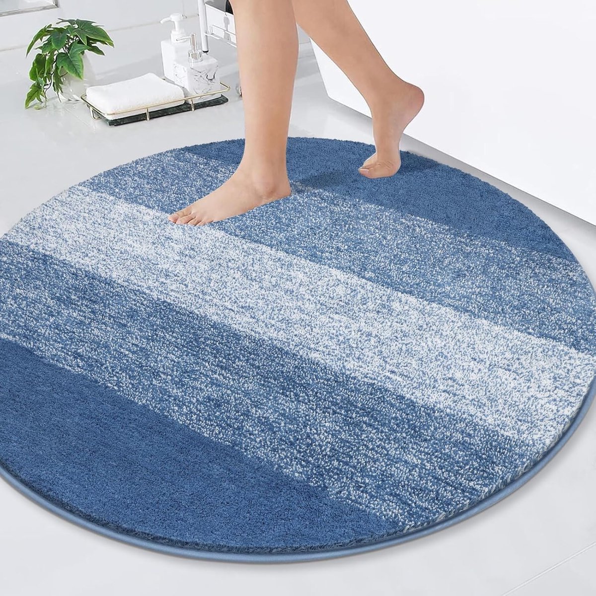 SnelShoppen - Ronde Badmat 120cm - Luxe Antislip Badkamer Tapijt - Machinewasbaar Microvezel - Comfortabele Cirkel Badmat voor Badkuip Douche Entree (