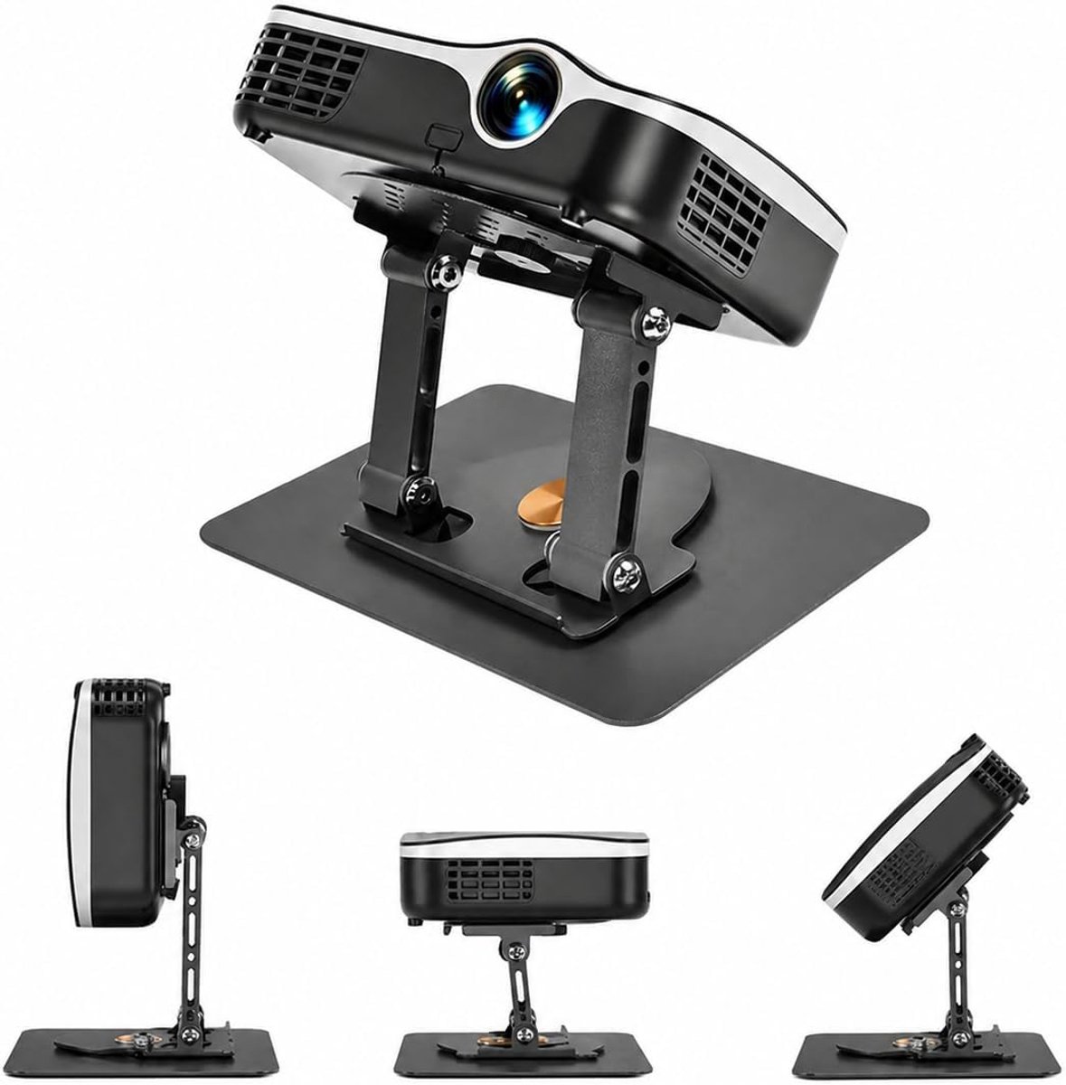 SnelShoppen - Opvouwbare Beamerhouder, Projectorstandaard 360° Draaibaar, Inklapbare Projectorhouder tot 10 kg, Desk Model met 1/4 inch Schroefdraad,