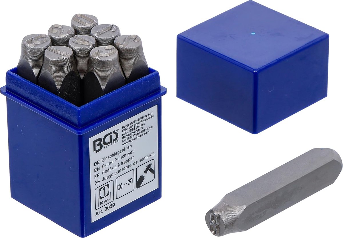 SnelShoppen - Impact rating set BGS 3039 - 10 mm voor staal en ijzer, DIN 1451, graveren met dieptebeperking, ideaal voor metaalbewerking