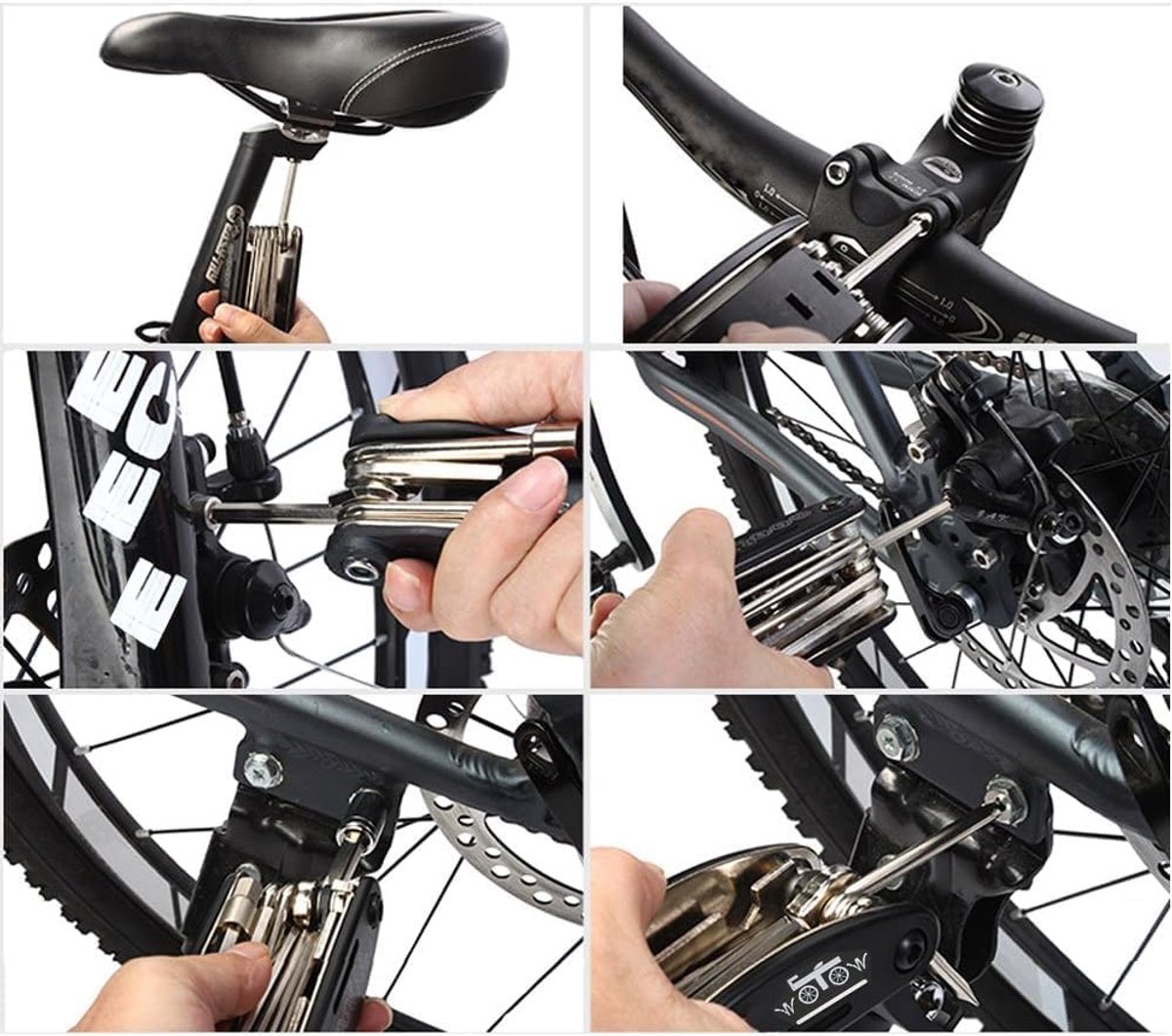 SnelShoppen - 16 in 1 Multifunctionele Fiets Reparatietool Kit - Allen Sleutel, Schroevendraaiers, Sleutels, Spaken Sleutel, Compact en Handig voor Fi