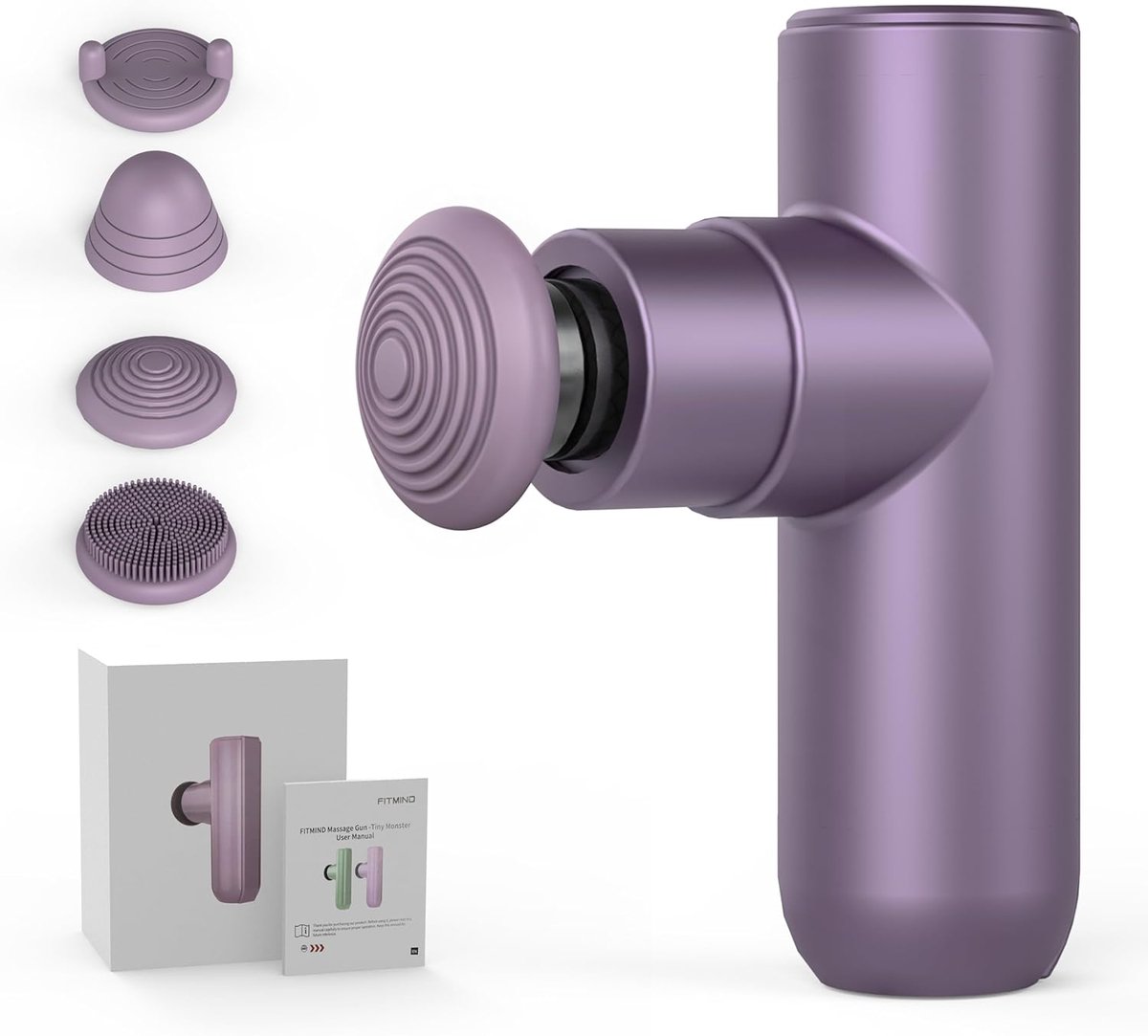 SnelShoppen - Mini Massage Gun 11cm, Draagbare Muscle Massage Gun met 4 Massagekoppen, Lichtgewicht en Compact voor Dagelijks Gebruik, Type C Opladen,