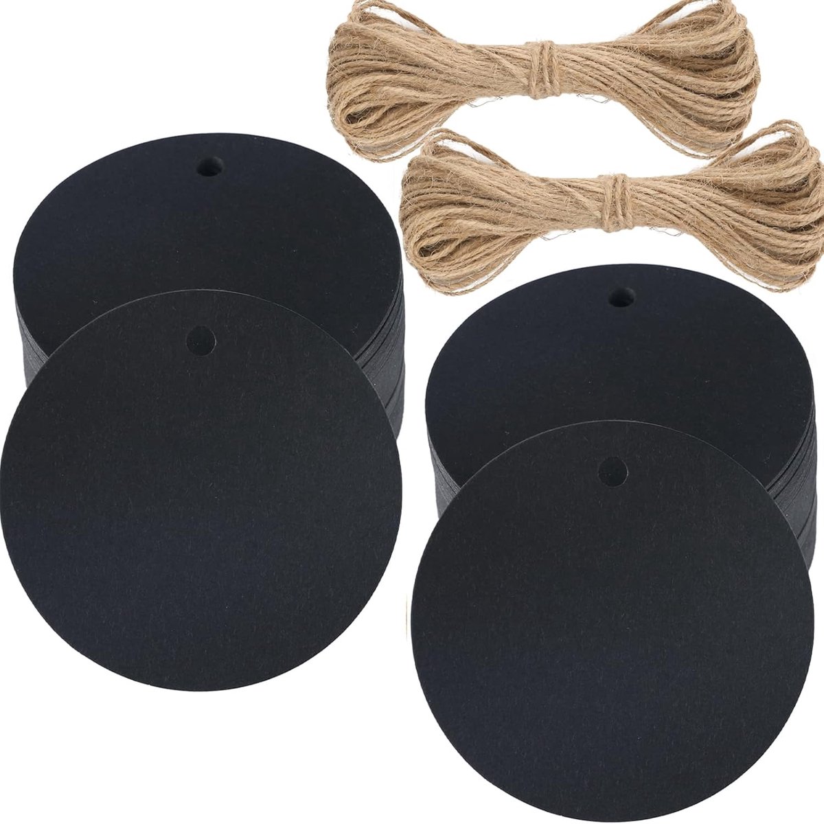 Cadeaulabels Rond - Papieren Hangers - Decoreren en Beschrijven - Natuurlijk Kraftpapier - 100 Stuks - Zwart