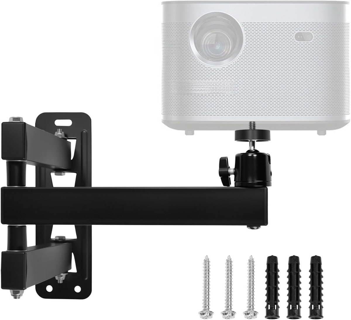 SnelShoppen - Opvouwbare Projectorhouder 360° Draaibare Beamer Muurbeugel met 1/4 Inch Schroefdraad, Ideaal voor Thuisbioscoop, Speelkamers, Kantoren