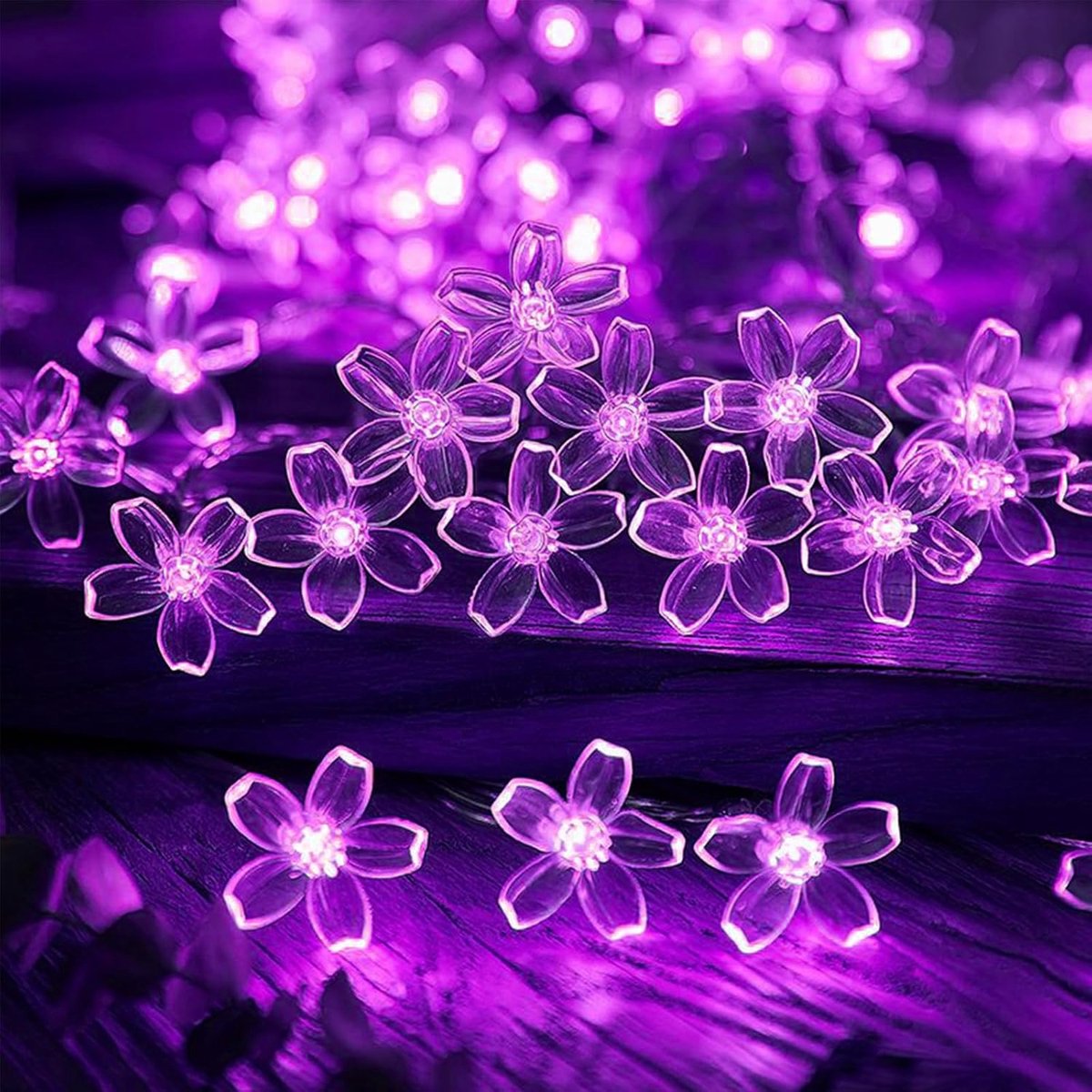 SnelShoppen - Cherry Blossom Fairy Lights 6M 40 LED Paars - Batterij Aangedreven Sfeerverlichting voor Binnen/Buiten - Tuin, Balkon, Feestdecoratie