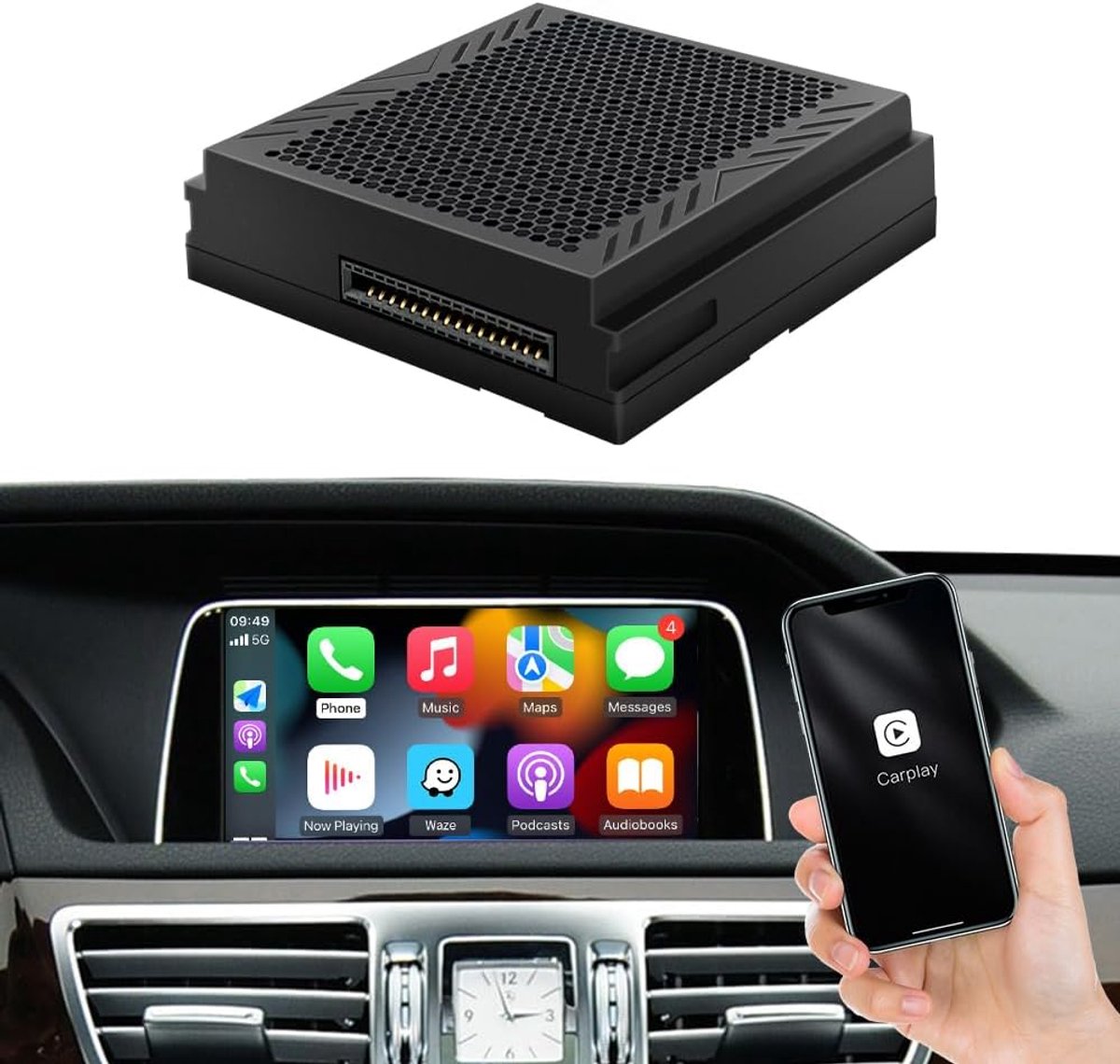 SnelShoppen - Draadloze CarPlay/Android Auto Adapter voor Mercedes A/B/C/E/CLA/GLA/GLK/ML/SLK NTG4.5 - Bluetooth, Mirror Link, Siri Stemcontrole, DVR