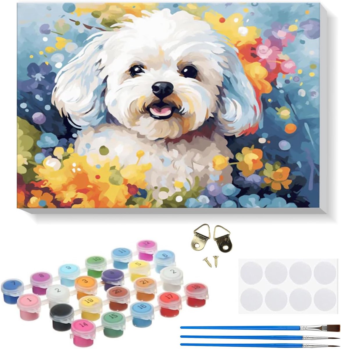 SnelShoppen - Schilderen op Nummer - Dieren Schilderij Set 20 x 30 cm voor Beginners en Volwassenen - Compleet met Canvas, Olieverf, Penselen en Houte