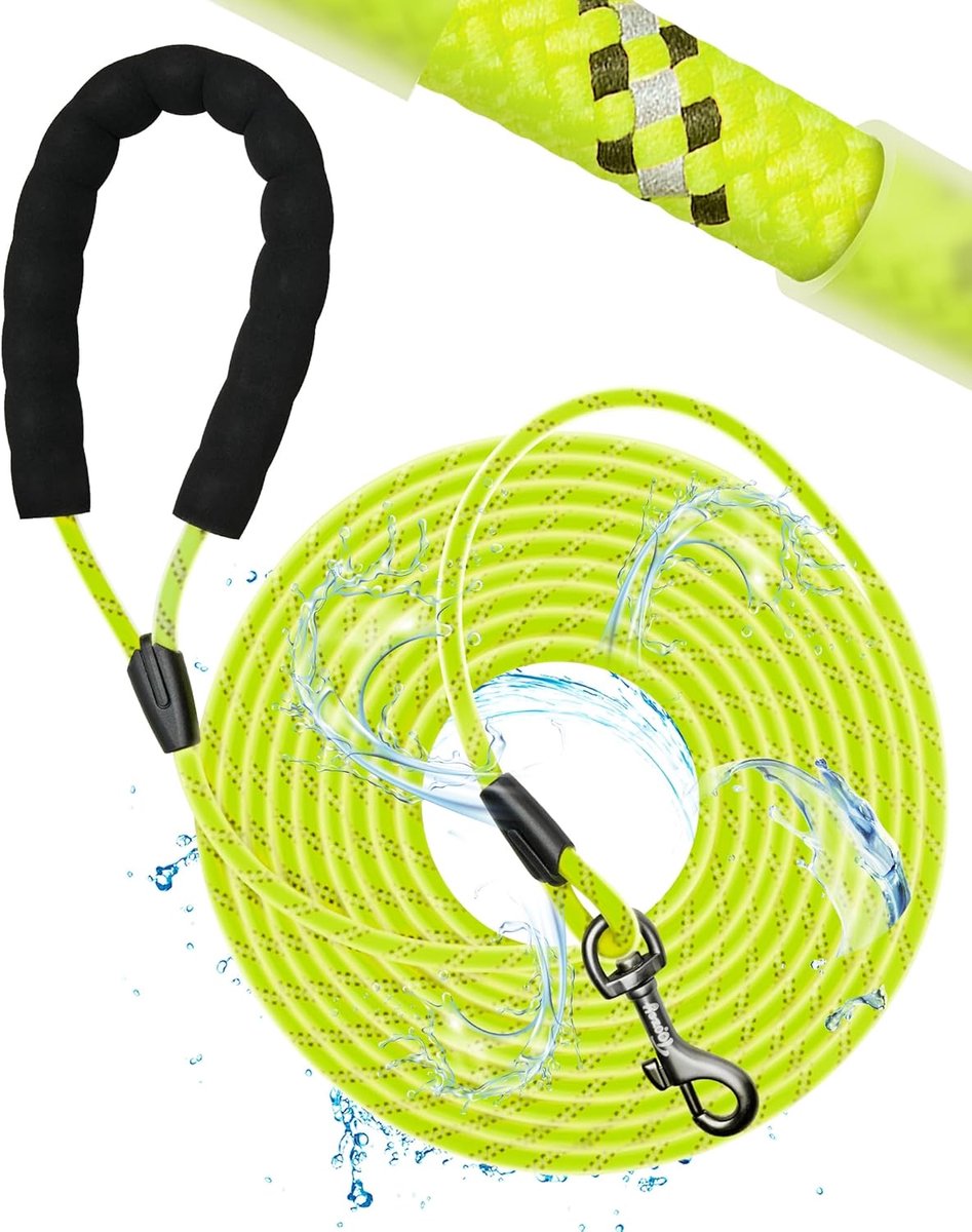 SnelShoppen - Toozey Hondenuitlaatlijn, Waterdichte Terugroeplijn, 5m, 10m, 15m, 20m, Geschikt voor Kleine, Middelgrote en Grote Honden, Robuuste Hond