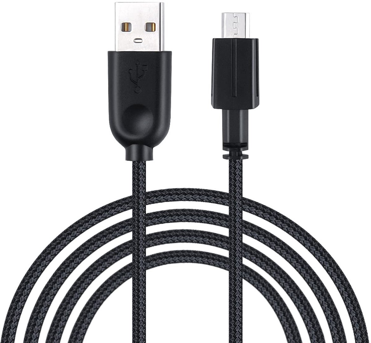 SnelShoppen - 6ft USB Oplaadkabel & USB Micro Data Kabel voor Gaming Muis, Compatibel met Wired/Wireless Mice, Zwart, Perfect voor Gaming en Thuisgebr