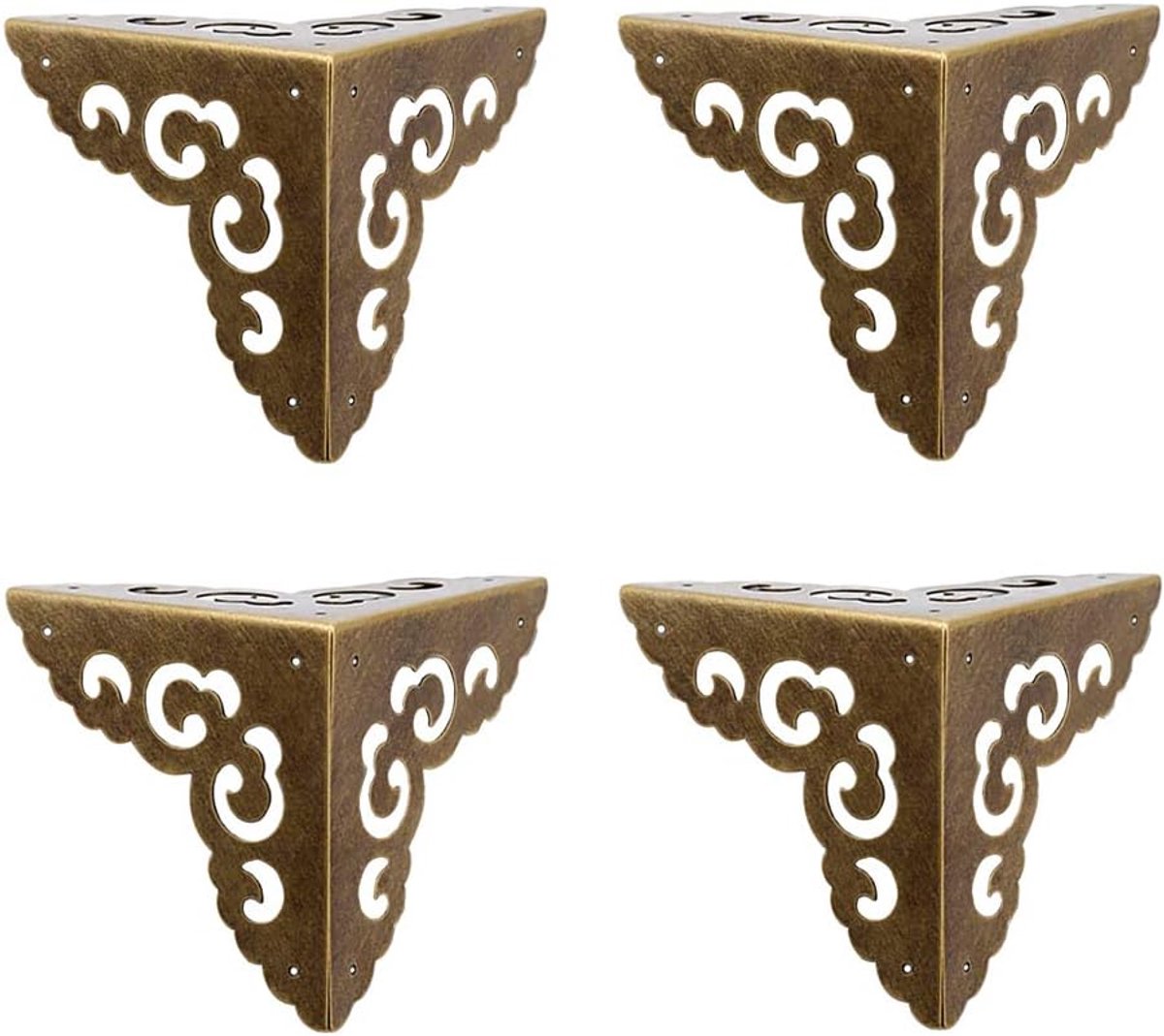 SnelShoppen - 4 Stuks Vintage Messing Hollow Cloud Pattern Hoekbeschermers - Antieke Hardware voor Meubels, Kisten & Juweelendozen - Gouden Decoratie – foto 2