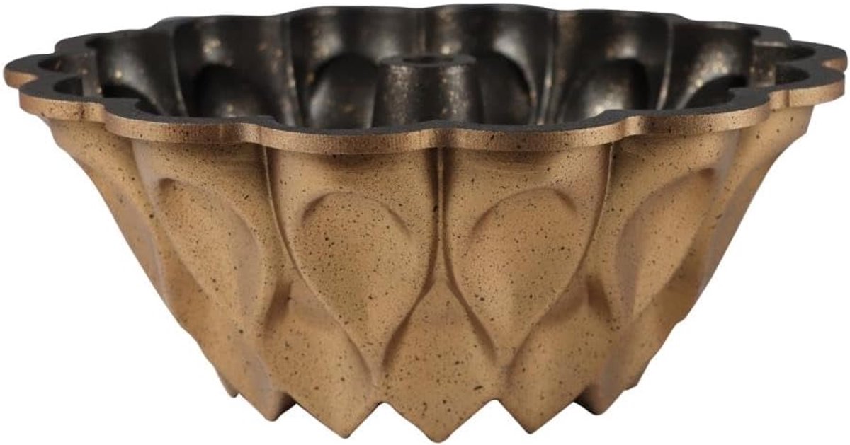 SnelShoppen - Gouden Cakevorm met Antiaanbaklaag, 25x10cm, Retro Design voor Taart en Cake, Ideaal voor Feestelijke Gelegenheden en Bakplezier in de K