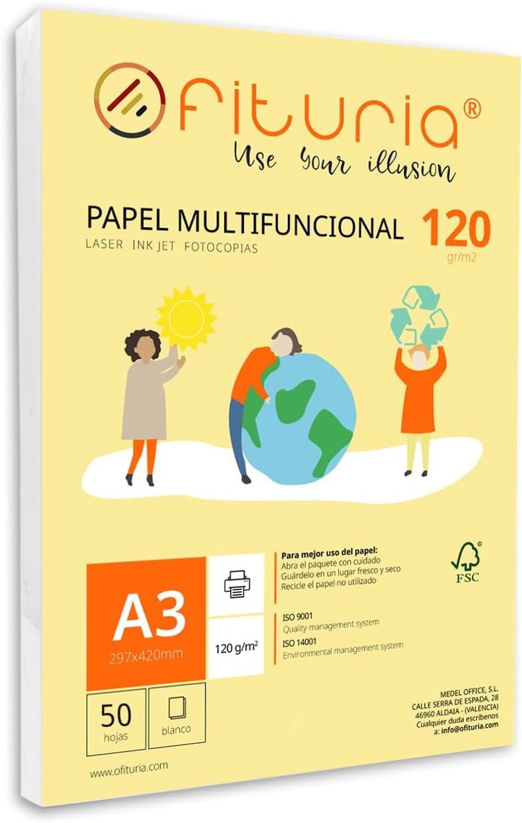 SnelShoppen - 120g A3 papier - 50 vellen multifunctioneel wit papier voor school, werk, laser- en inkjetprinters - 297 x 420 mm