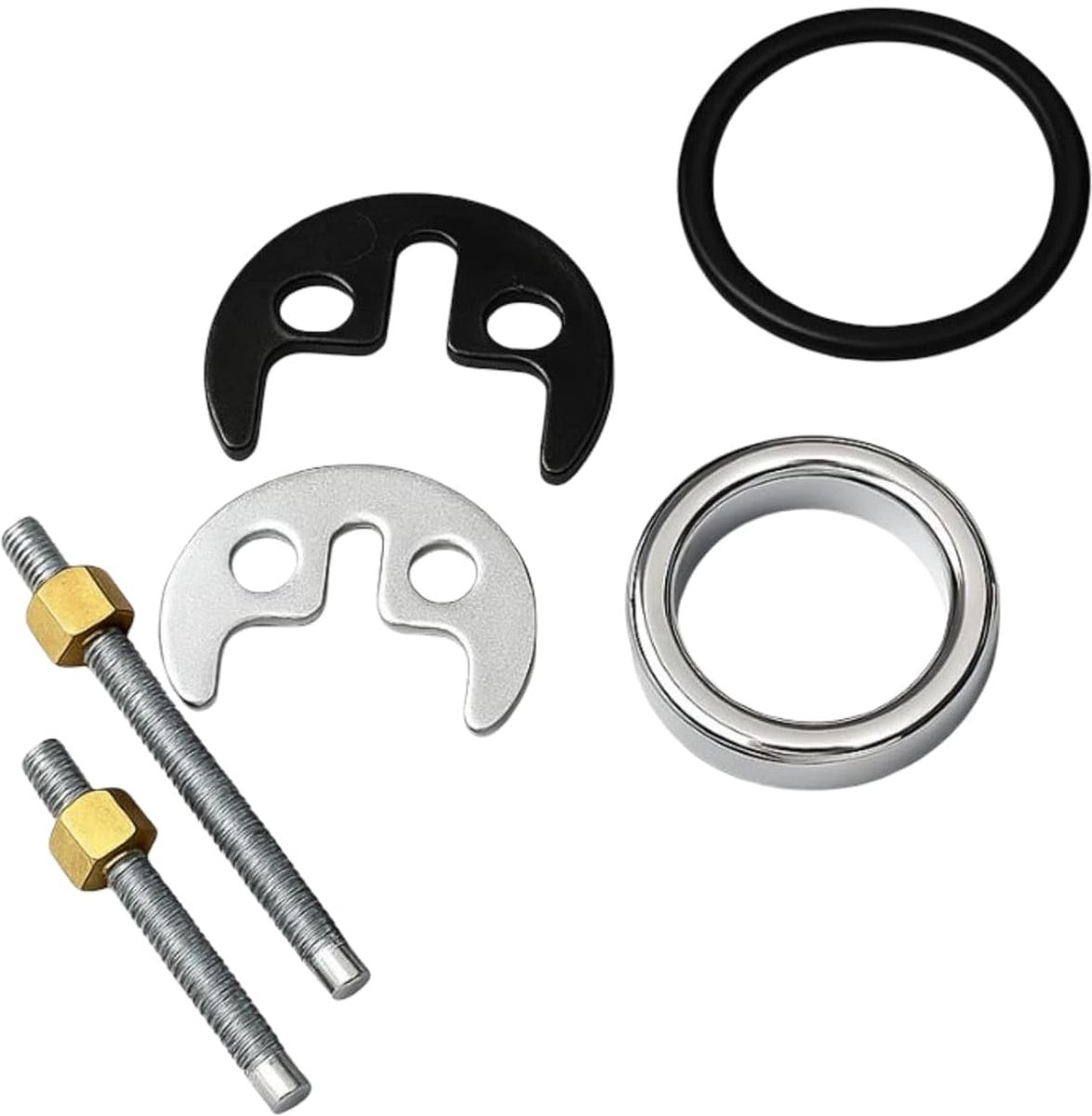 SnelShoppen - Monobloc Mengkraan Bevestigingsset met 2 Bouten - Ideaal voor Badkamer en Keuken - 6mm Bouten, 70mm Lengte, Chroom Platen, Compleet Set