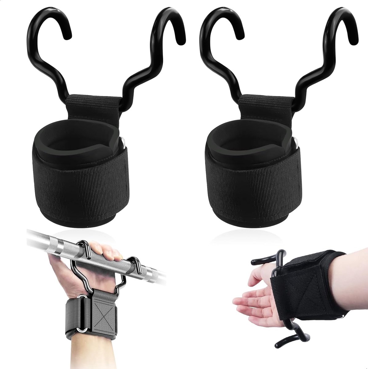 SnelShoppen - Pull Up Hooks voor Krachttraining, Professionele Lifting Haak, Grip voor Polsbeschermers, Fitness Lifting Straps, Sterke metalen Pull-Up