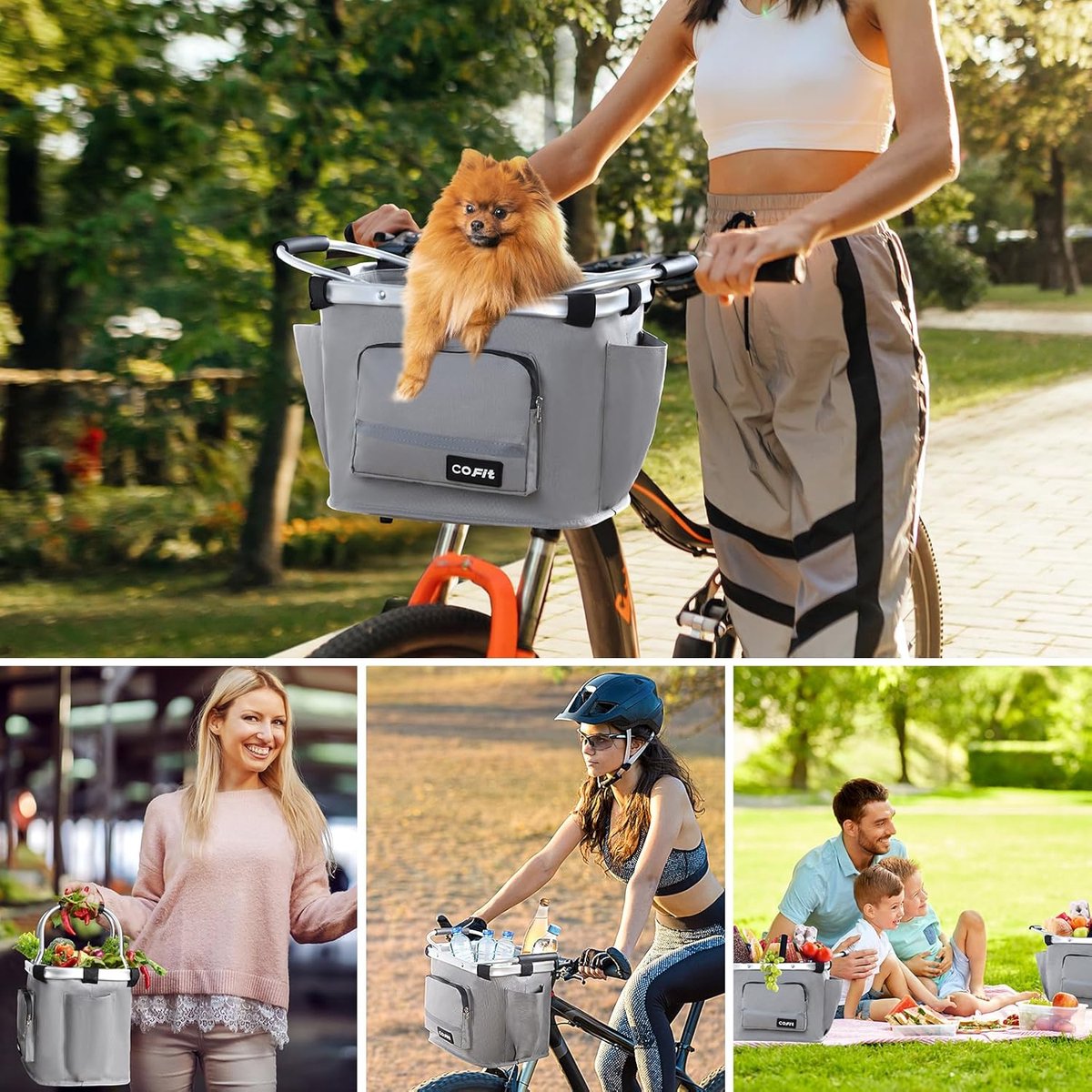 SnelShoppen - Vouwbare Fietmand voor Honden en Boodschappen, Multifunctionele Afneembare Fietstas, Lichtgewicht en Duurzaam, Voor Camping, Buitenshuis