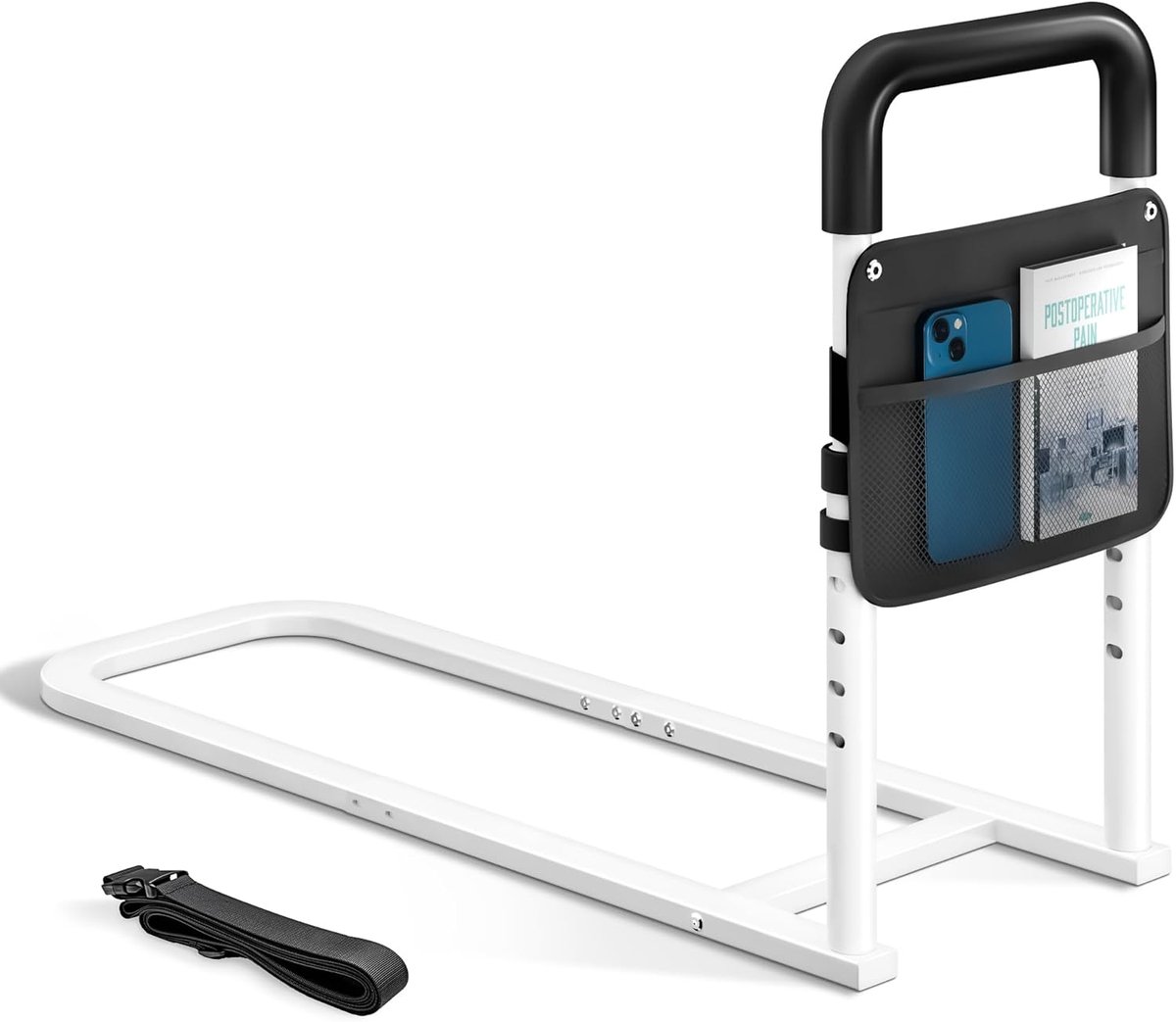 SnelShoppen - Bedhekje voor Senioren - Verstelbaar Veiligheid Bed Rail met Opbergtas en Antislip Handgreep - Stevig Staal - Tot 300 lbs - Geschikt voo