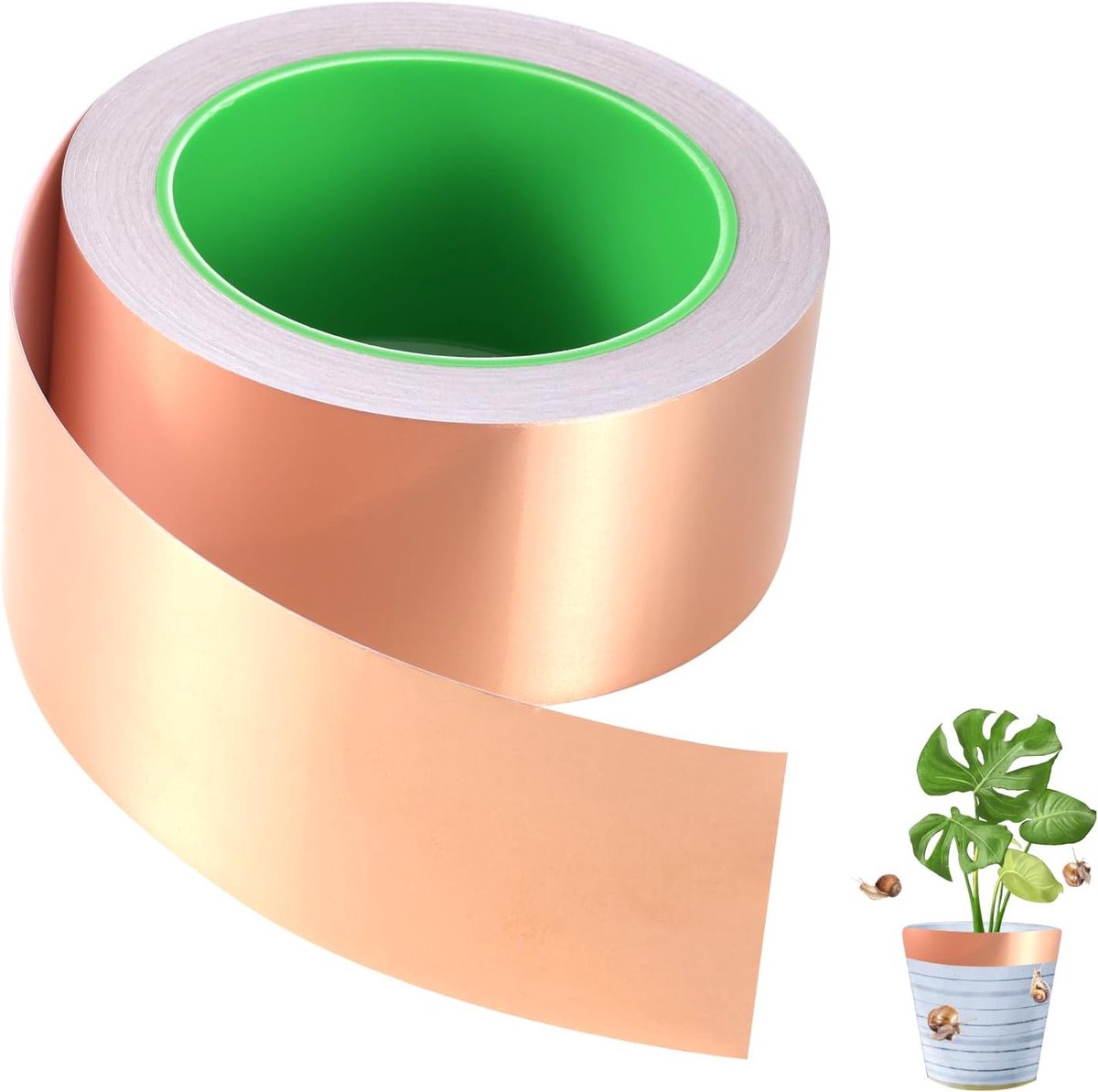 SnelShoppen - 50mm x 30m Koper Tape tegen Slakken - Adhesieve Koperfolie voor Plantbescherming - Conductieve EMI Shielding Tape - Tuinaccessoires