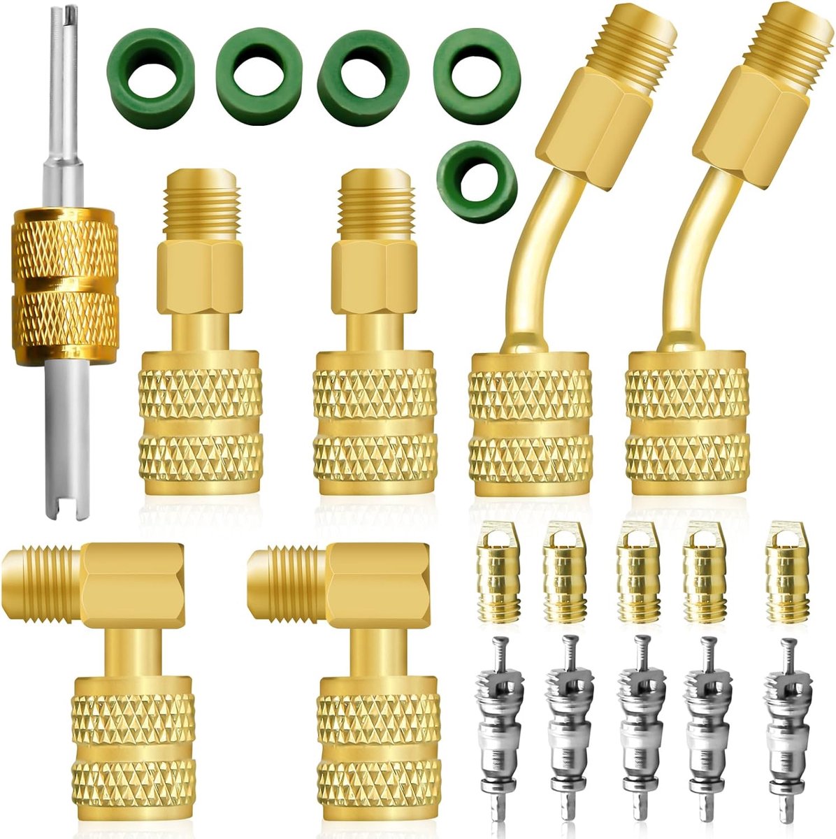 SnelShoppen - R410A Adapter Set - 5/16 naar 1/4 Coupling - Hoogwaardige Messing - Split Airco Adapter - Koelmiddel Slang Adapter - Vacuum Pomp Set voo