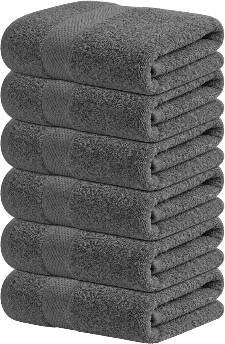 SnelShoppen - Premium Handdoeken 6-Pack (40 x 72cm) – 100% Katoen, Super Absorberend, Sneldrogend voor Badkamer, Keuken, Sport en Salon | Schaduwgrijs