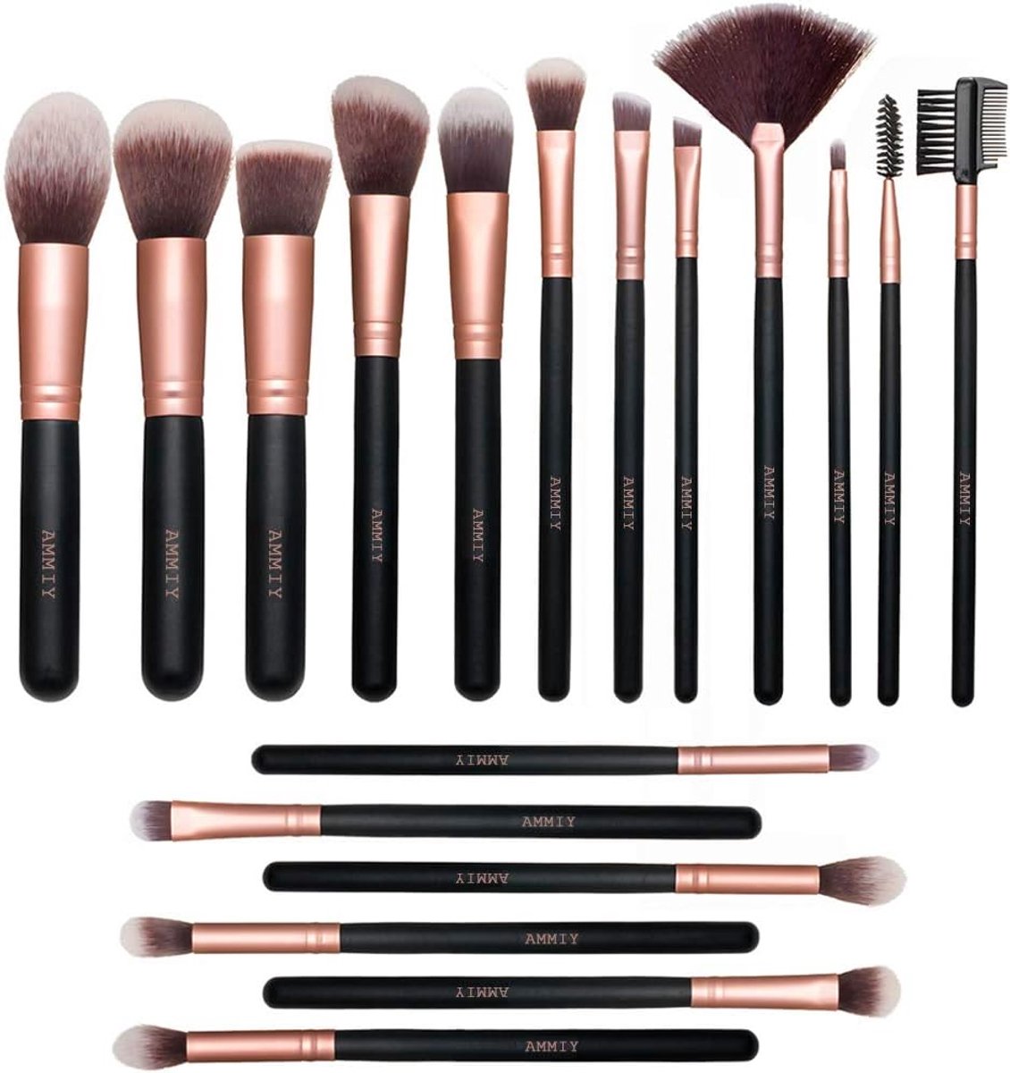 Thijox - 18 Stuks Premium Synthetische Make-up Kwasten Set - Rose Goud - Gezichtskwasten, Blush, Oogschaduw, Foundation, Lippen, Eyeliner - Perfect vo