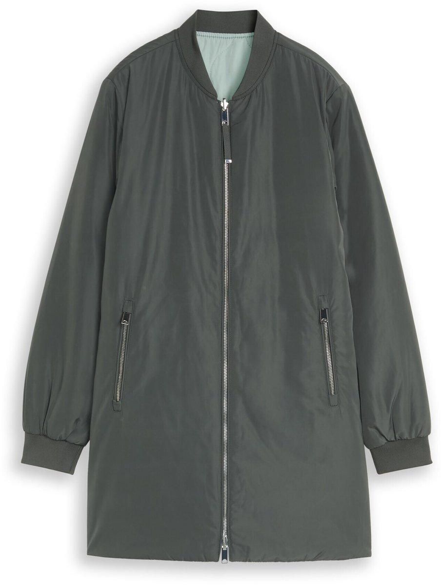 Tom Tailor - 2-in-1 omkeerbaar jack met bomberkraag - Maat XXL - Darkest Olive