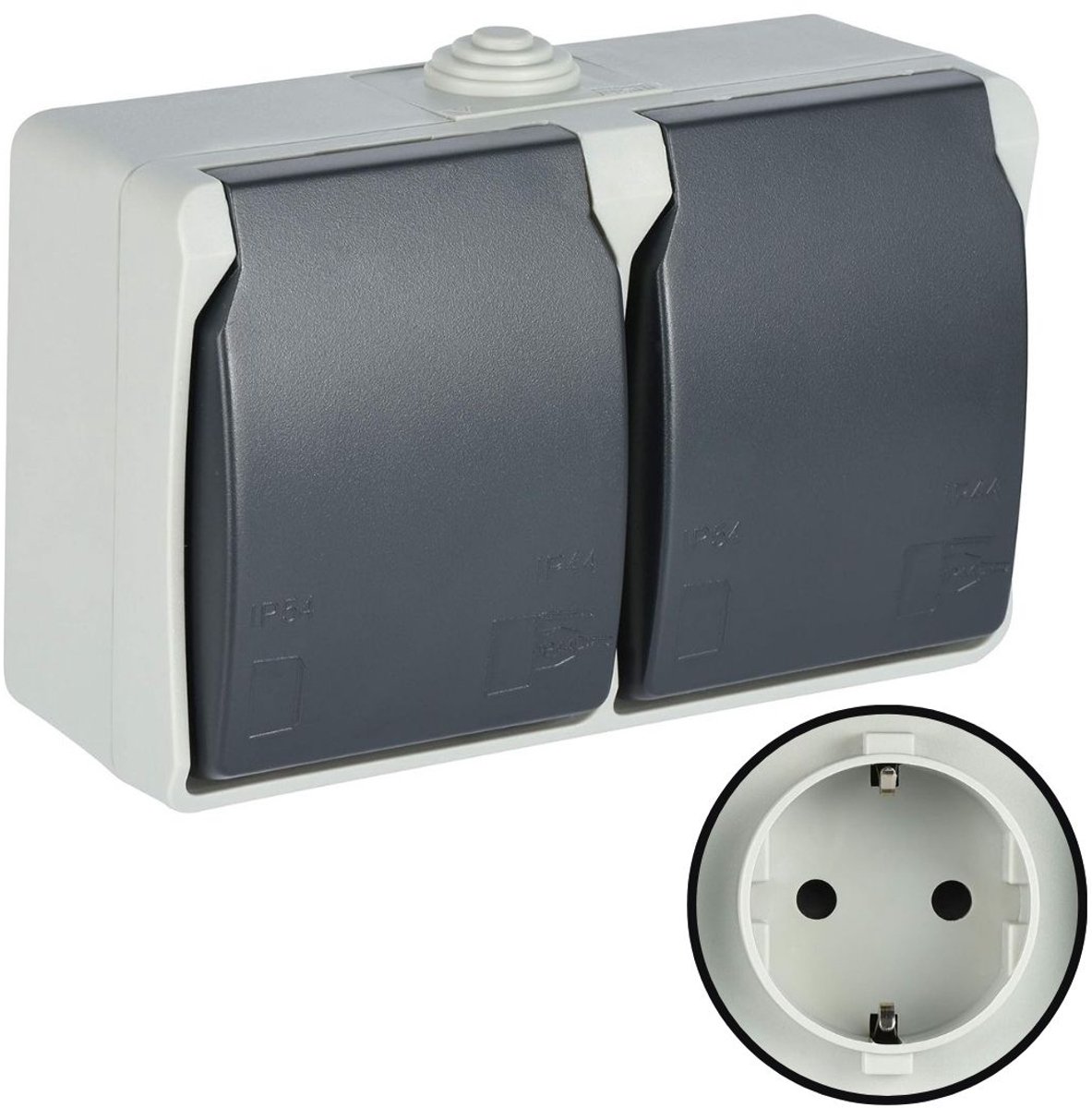 CLGP® Buitenstopcontact Waterdicht - Tuinstopcontact - Stekkerdoos Buiten - Weerbestendig - Grijs