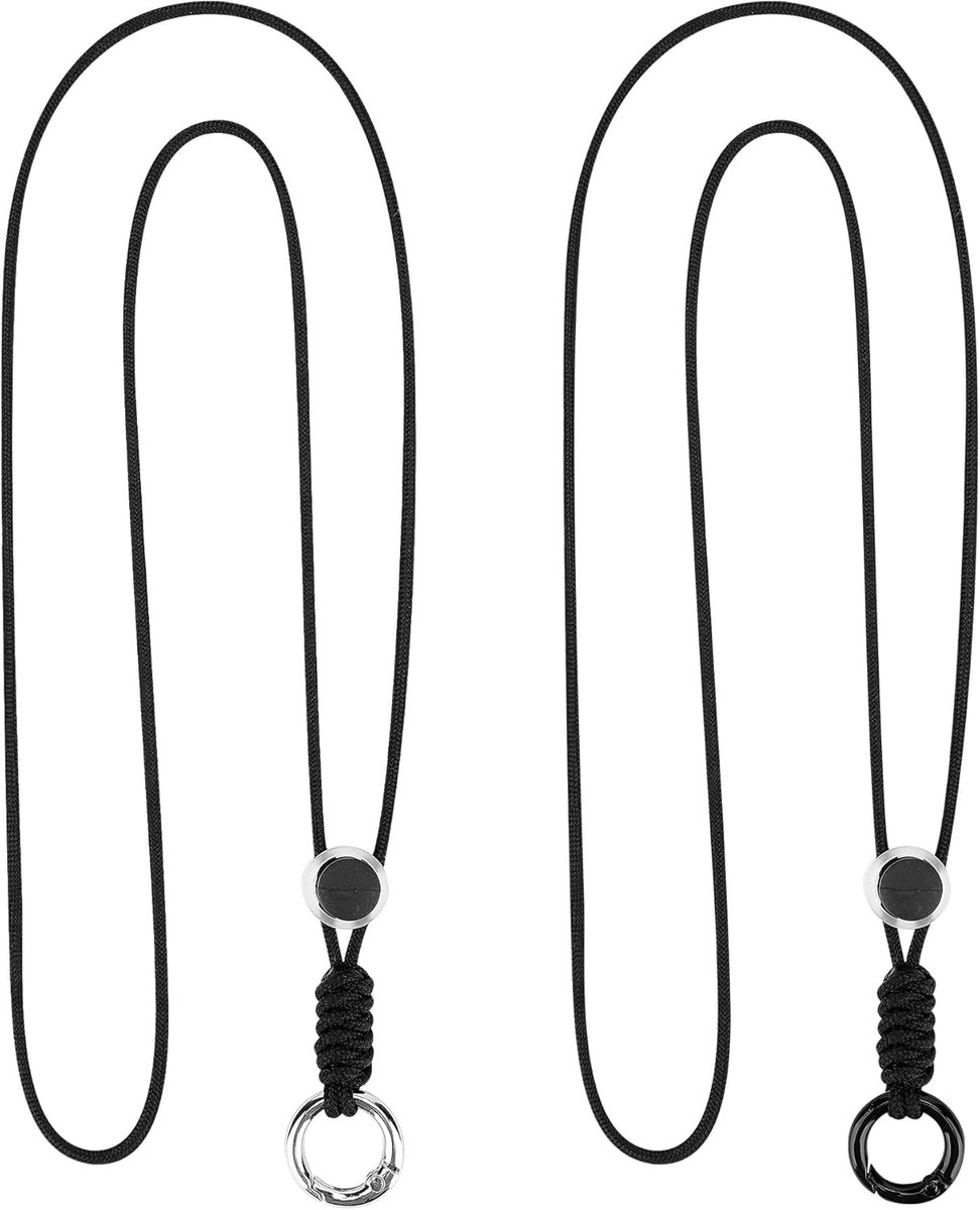 Thijox - Zonnebrilhouder ketting riem met verstelbare brillenhouder, 2 stuks, anti-verloren, XL, zwart, voor dagelijks gebruik en buitenactiviteiten